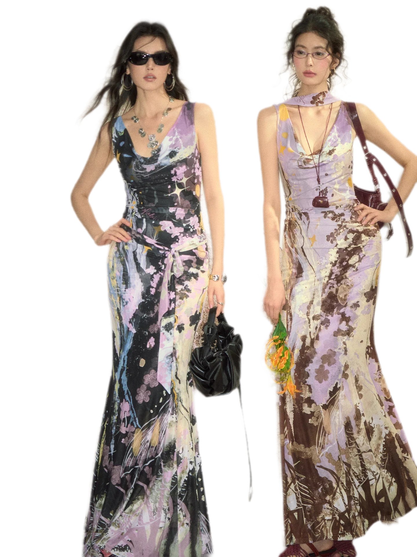 Hand-Painted Mesh Mermaid Dress