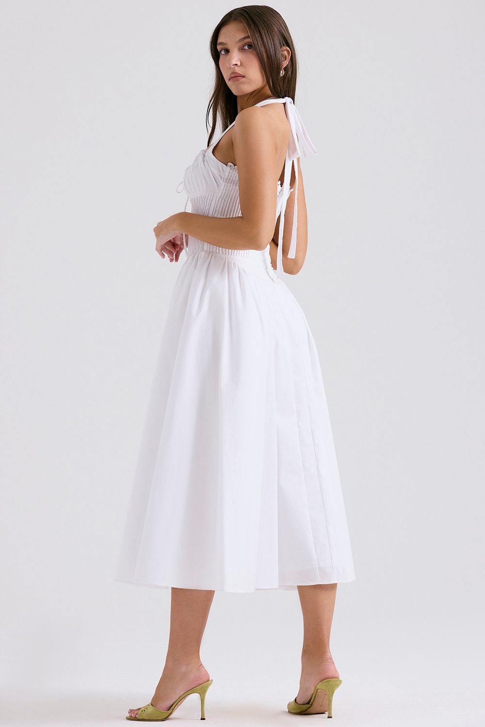 White Cotton Halter Sundress