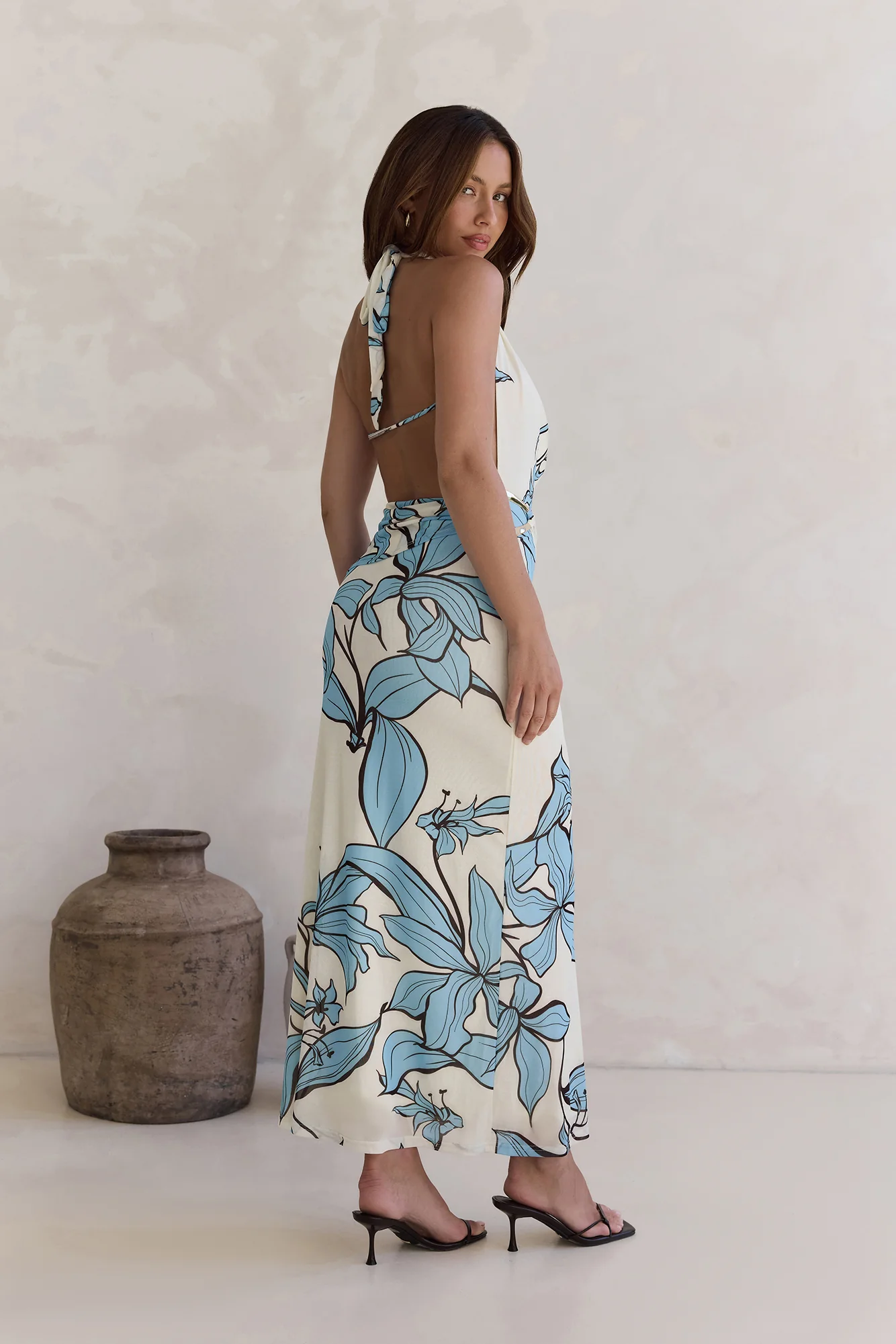 Light The Ocean Halter Maxi Dress Blue