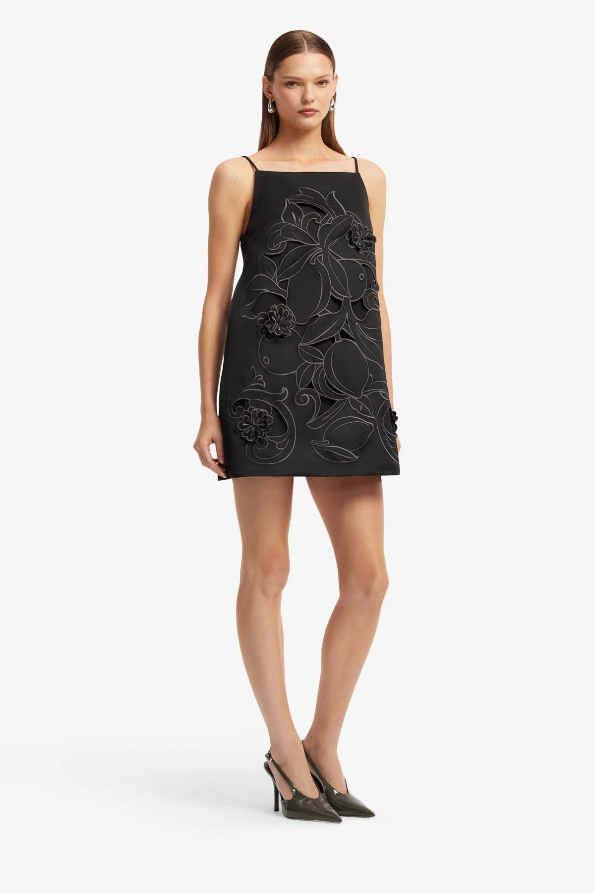 Leia Appliqué Mini Dress - Ebony