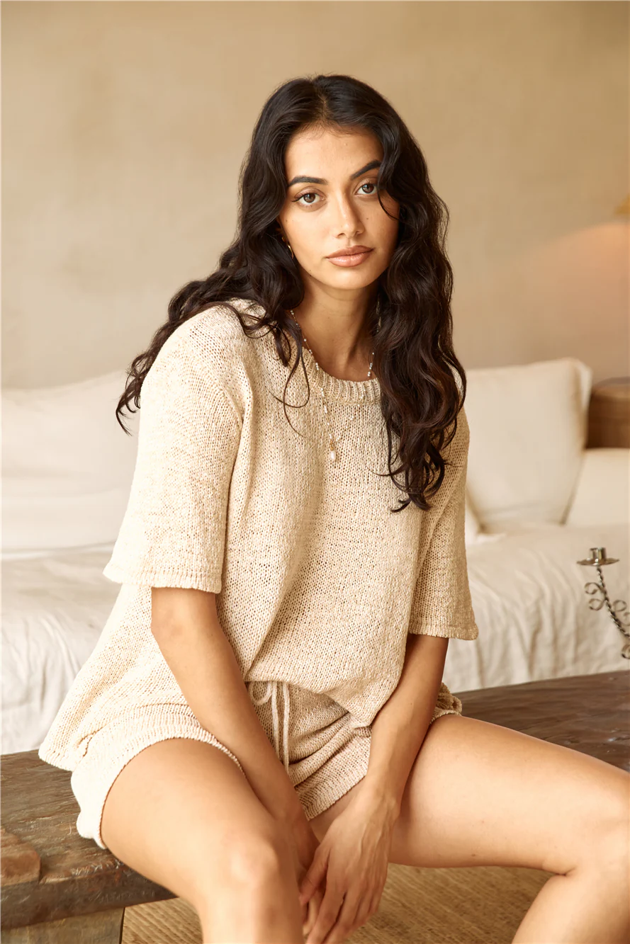 Breakfast In Bed Knit Set Beige
