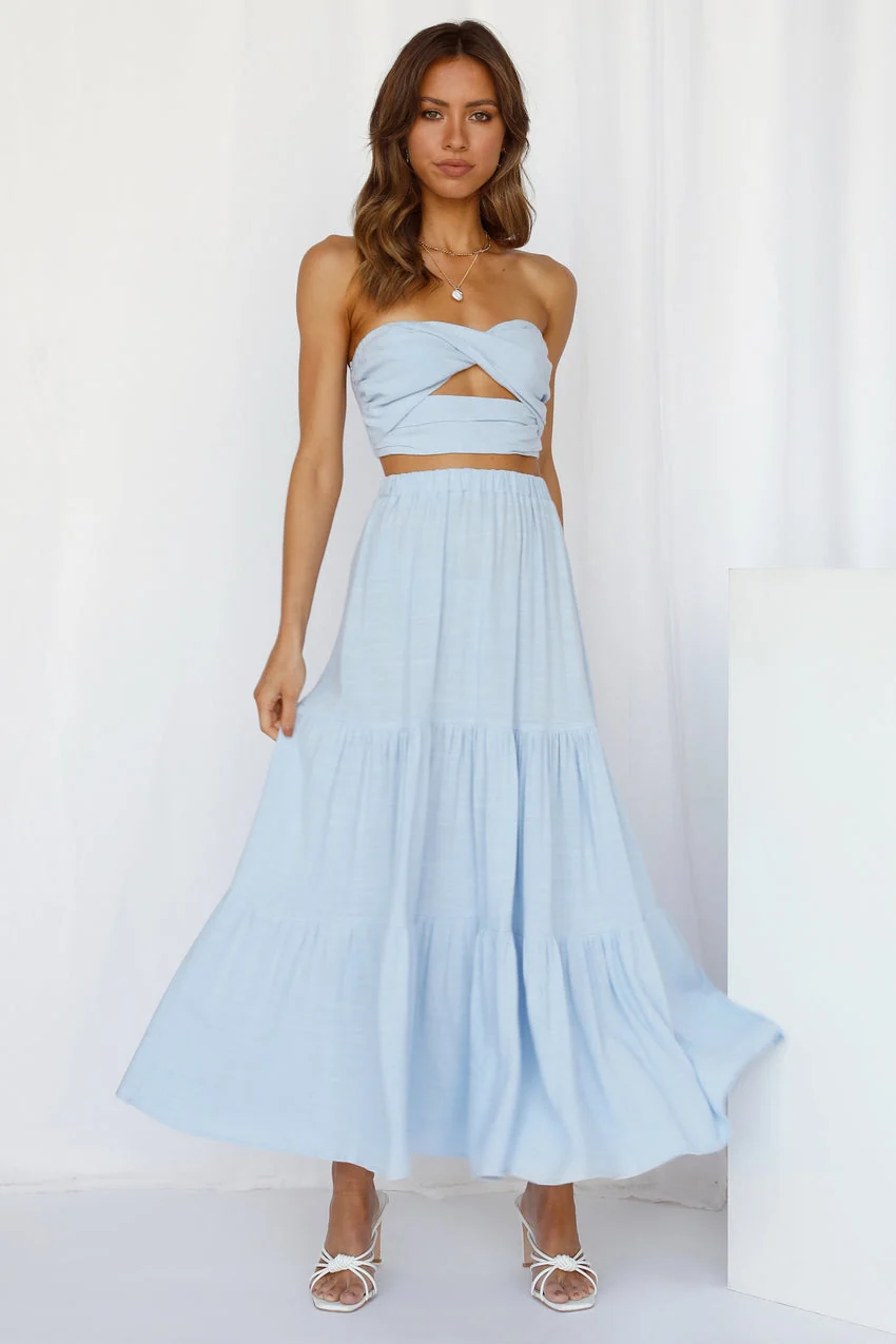So Particular Maxi Skirt Blue - luluinthesky