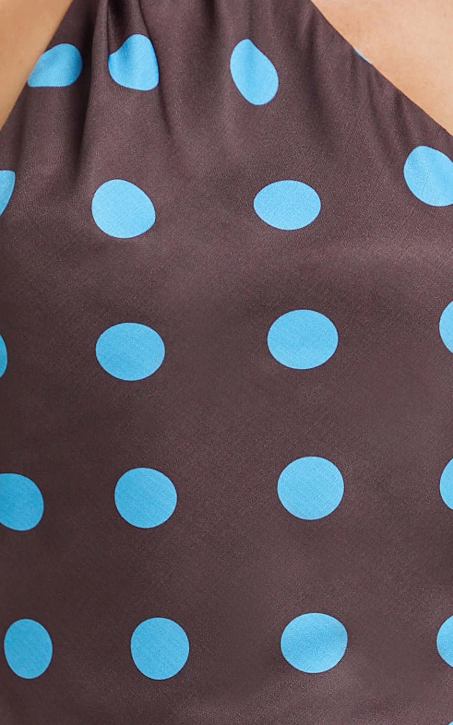 Maddox Mini Dress - Scarf Neck Low Tie Back Slip Dress in Polka Dot Print