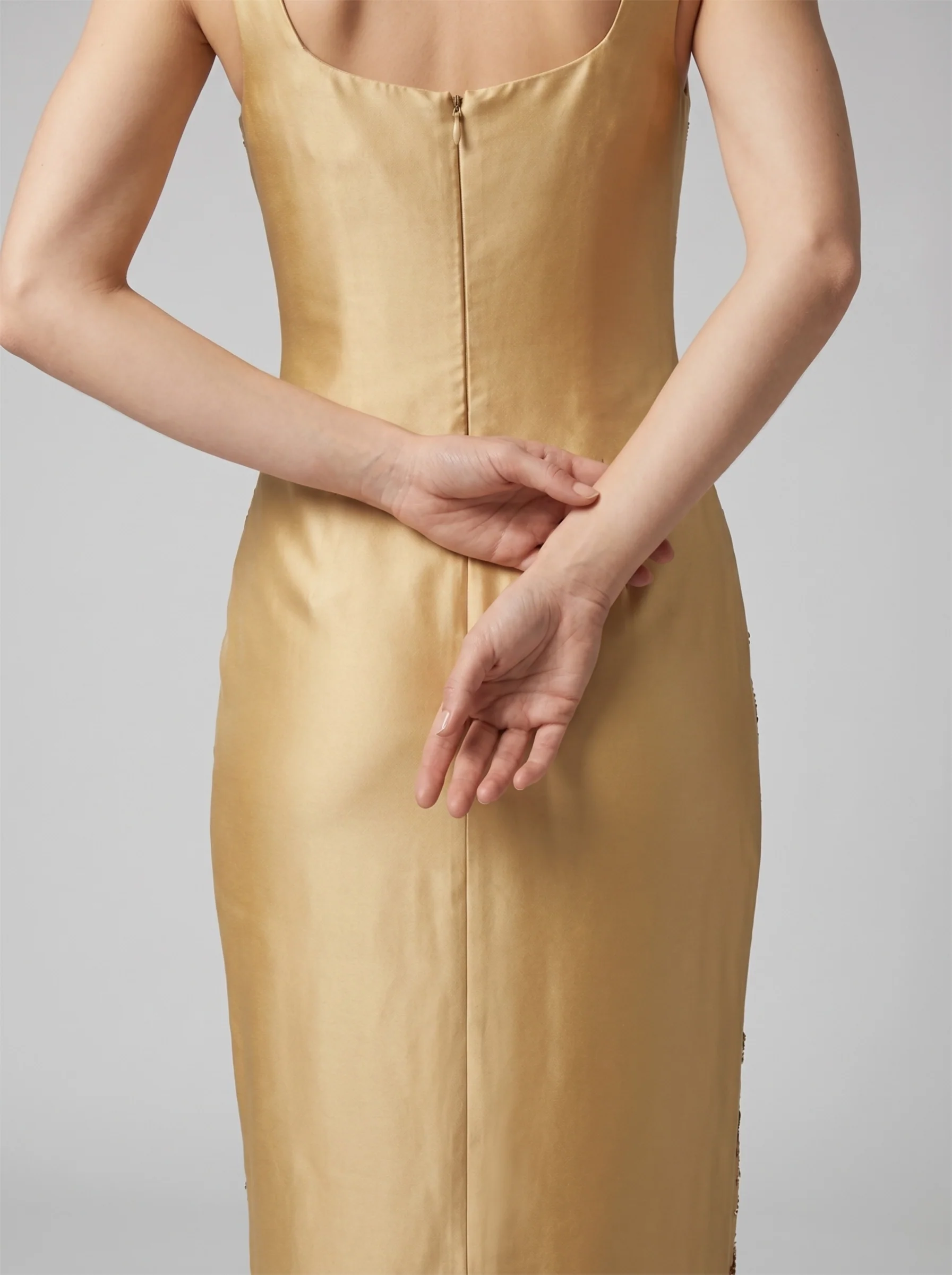 Zola Gold Midi Slip Dress