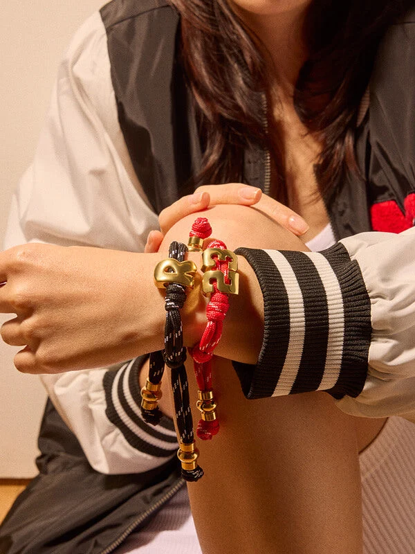 Knotty Varsity Number Custom Bracelet - Cherry Red Single Digit