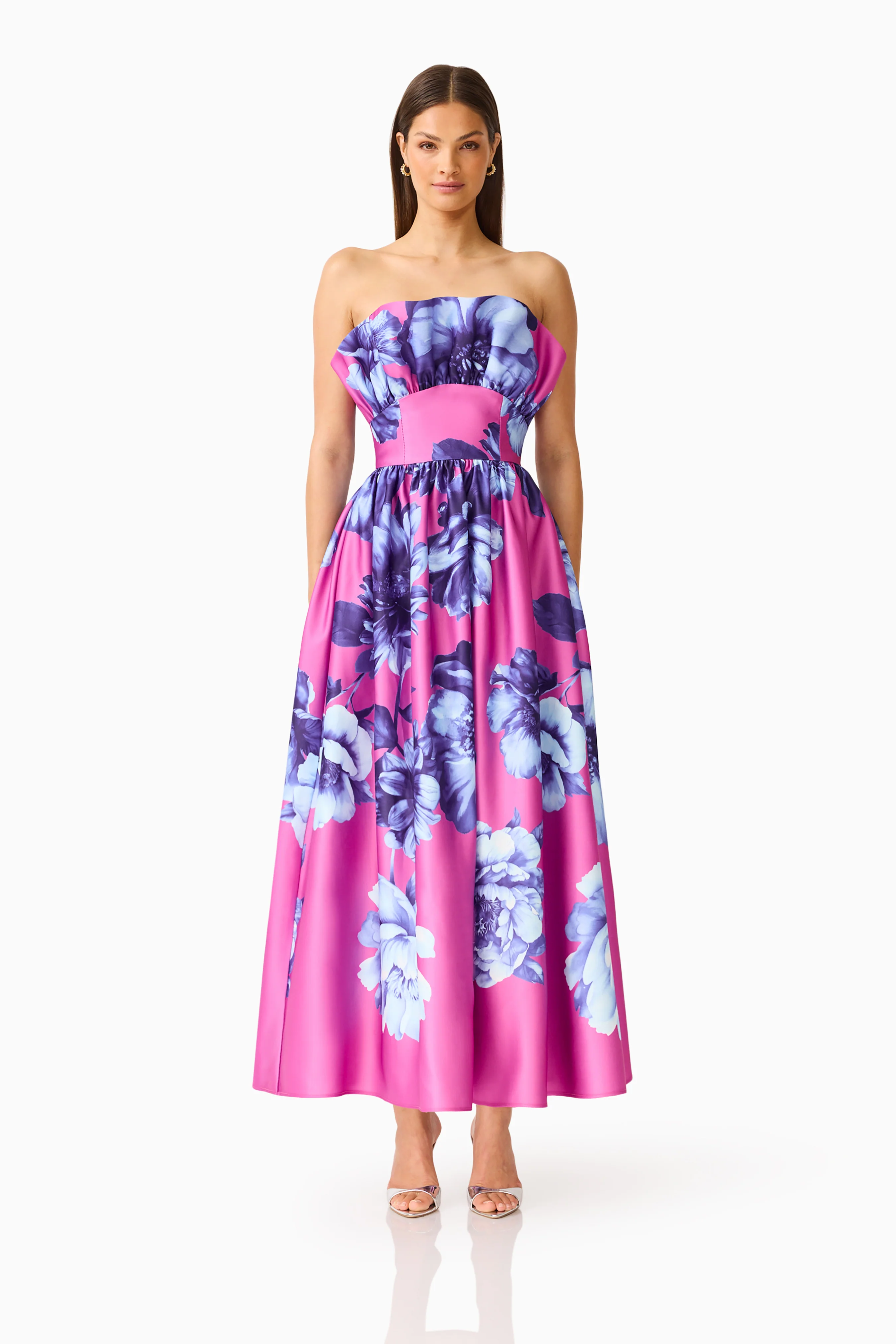 Sybella Ruffle Maxi in Pink & Blue Floral