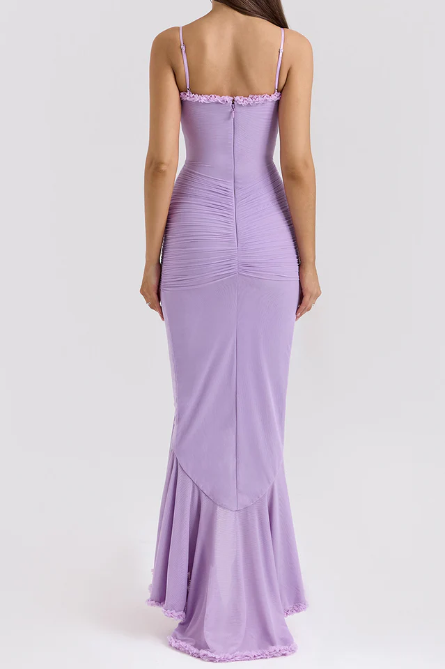 Apricot Ruffled Front Gown