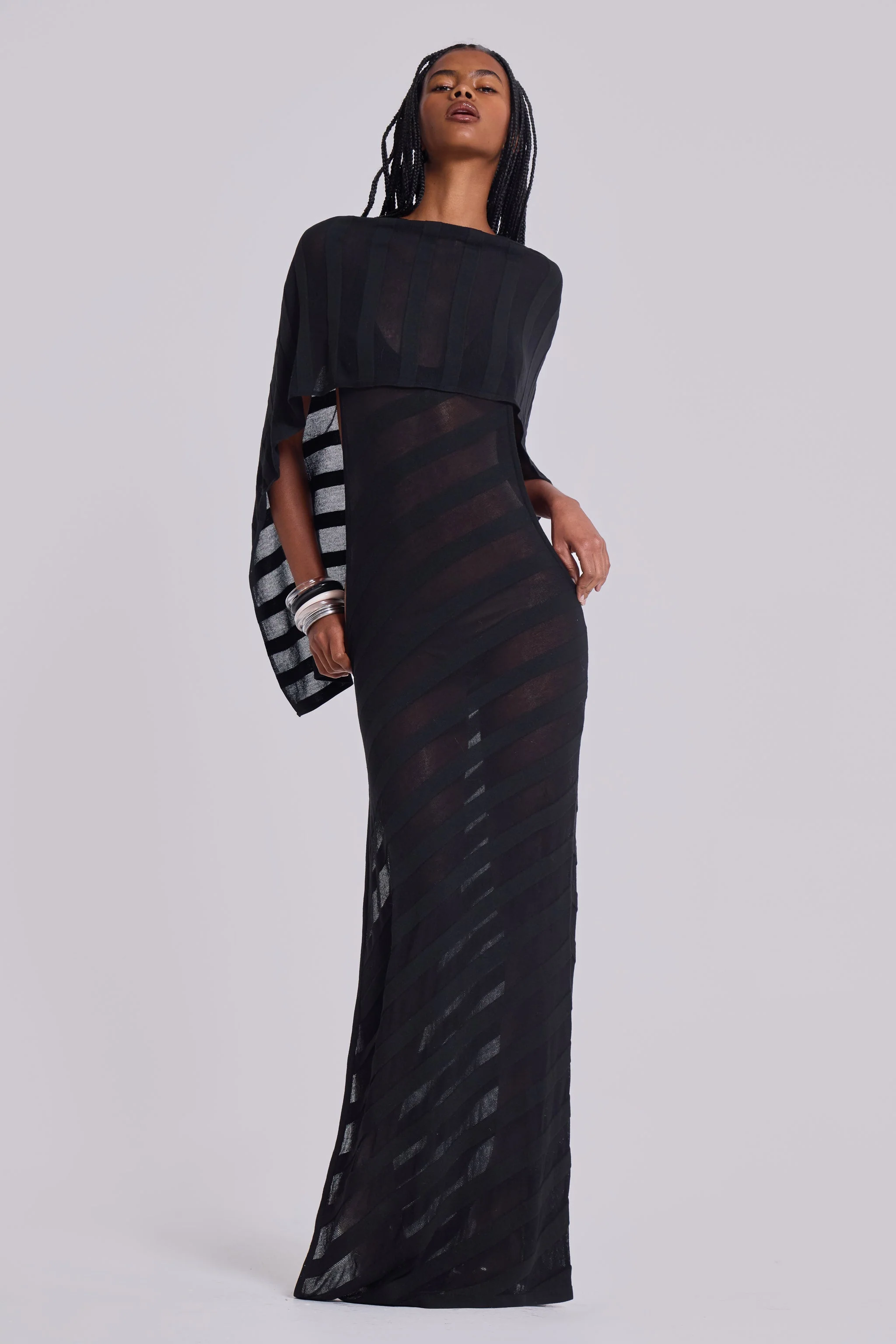 Noir Knit Maxi Dress in Black