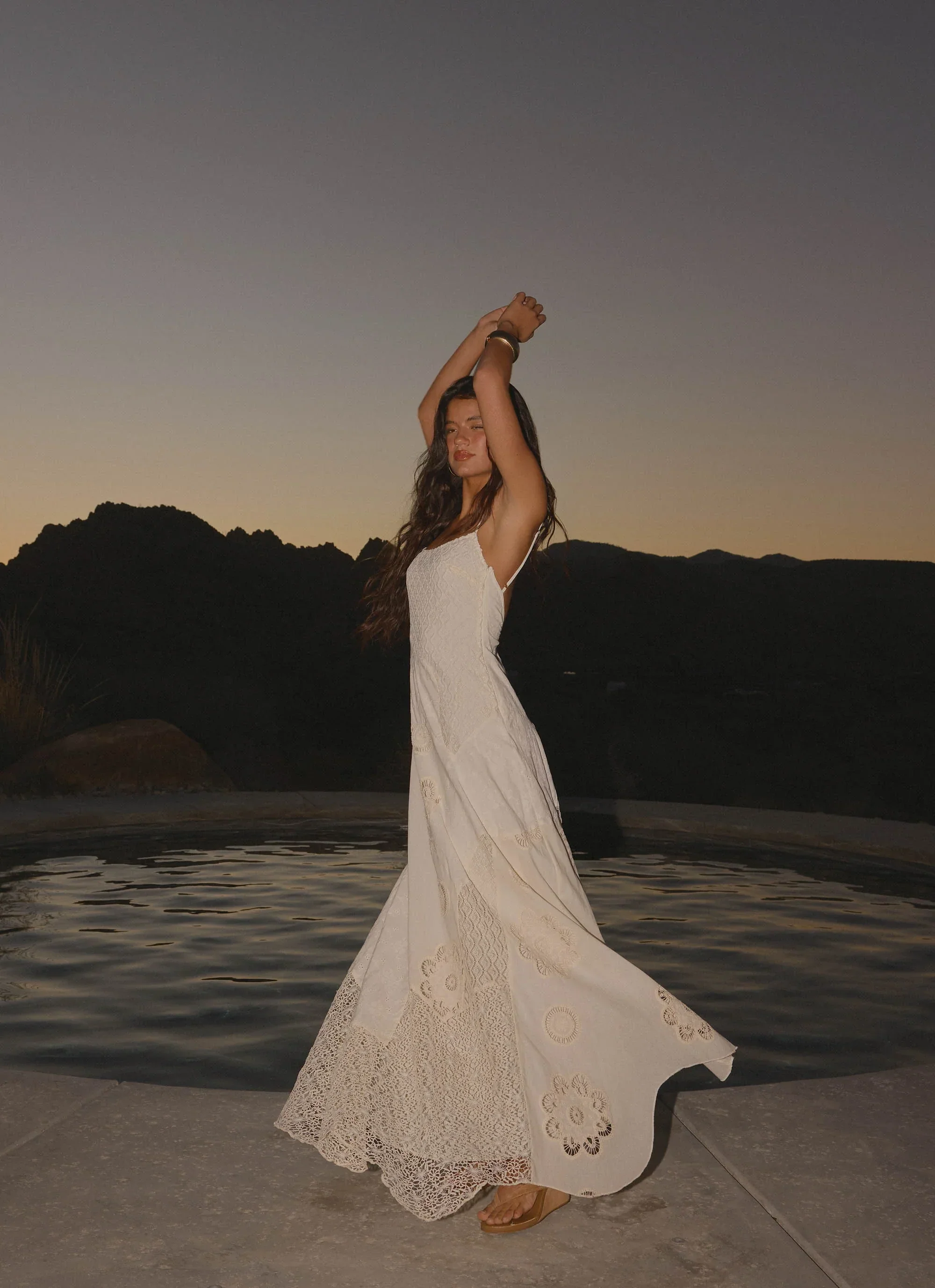 Fabienne Spliced Cotton Maxi Dress - Ivory - luluinthesky