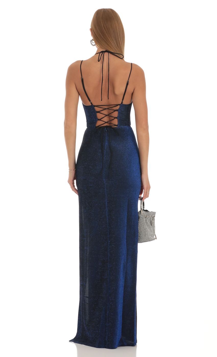 Knit Corset Maxi Dress in Blue