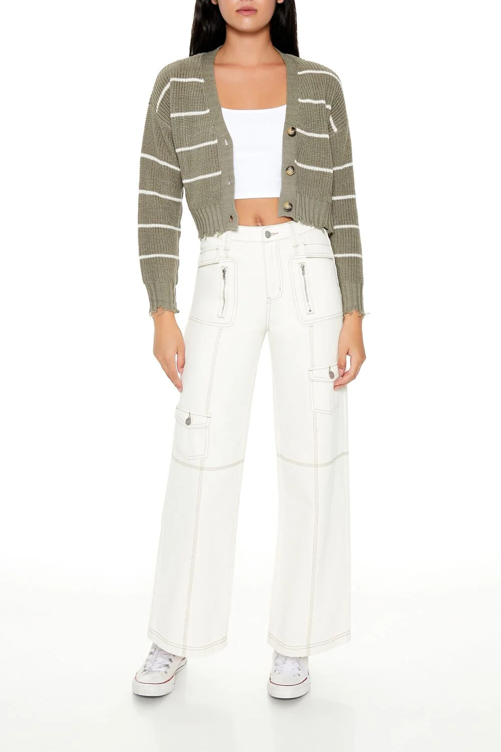 Pinstriped Cardigan Sweater