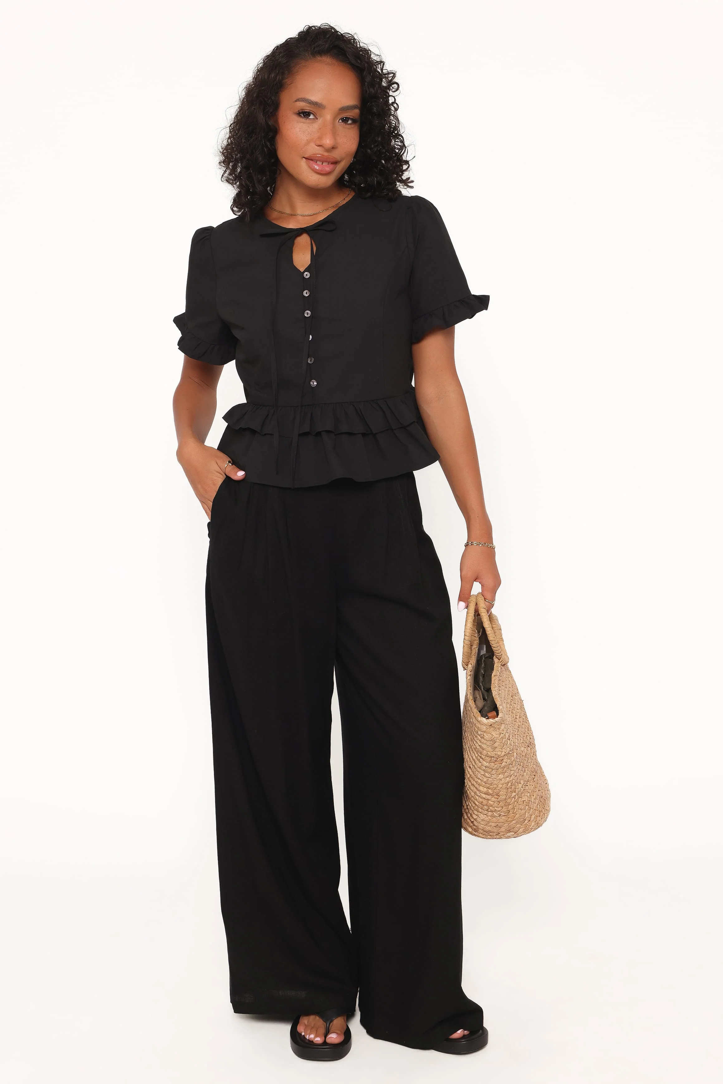 Sorcha Peplum Top - Black