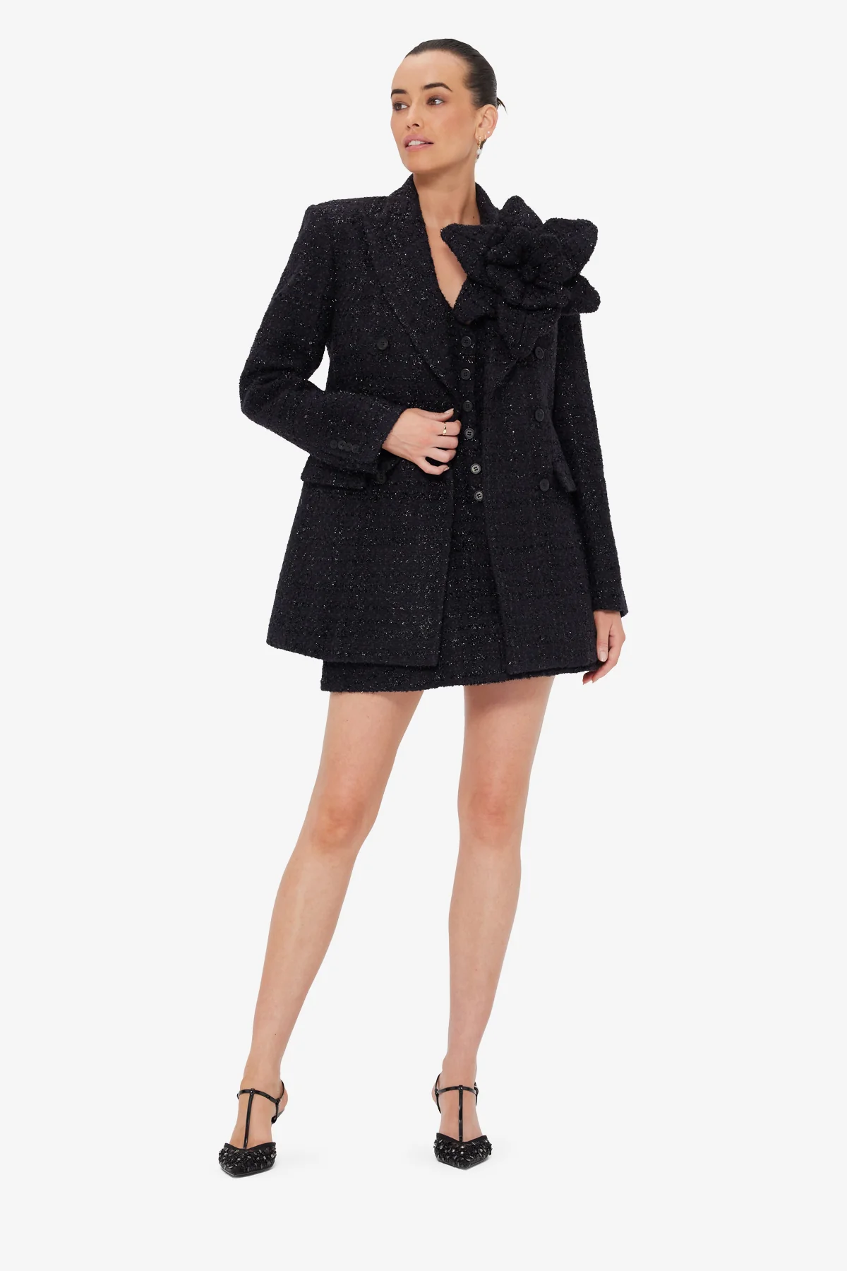 Jazlyn Tweed Blazer - Ebony