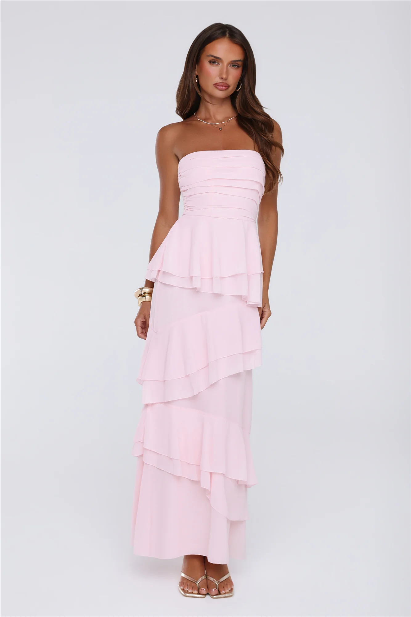 Dressed To Be Seen Strapless Maxi Dress Pink - luluinthesky