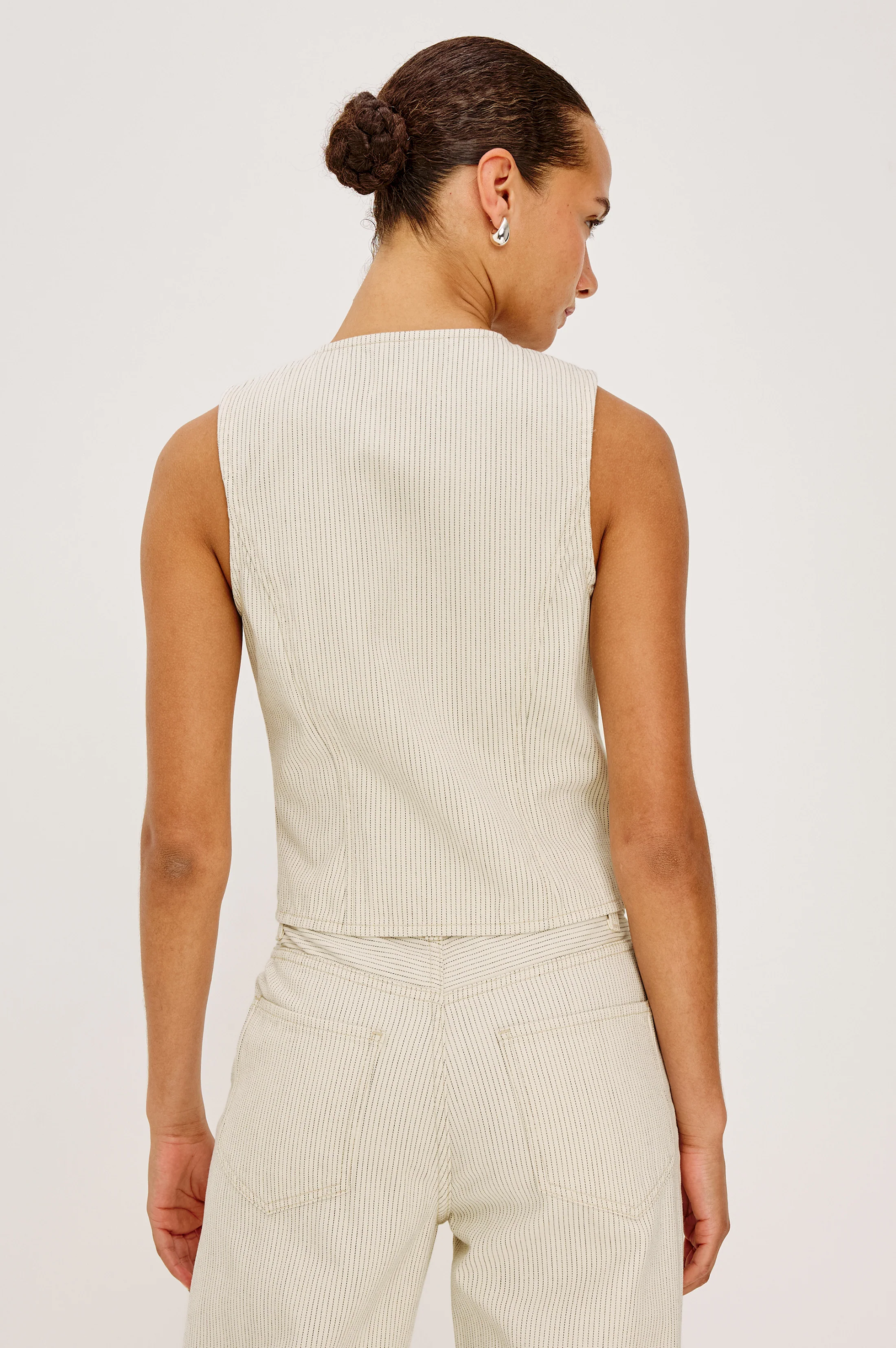 La Jolla Vest - Ecru Railroad Stripe