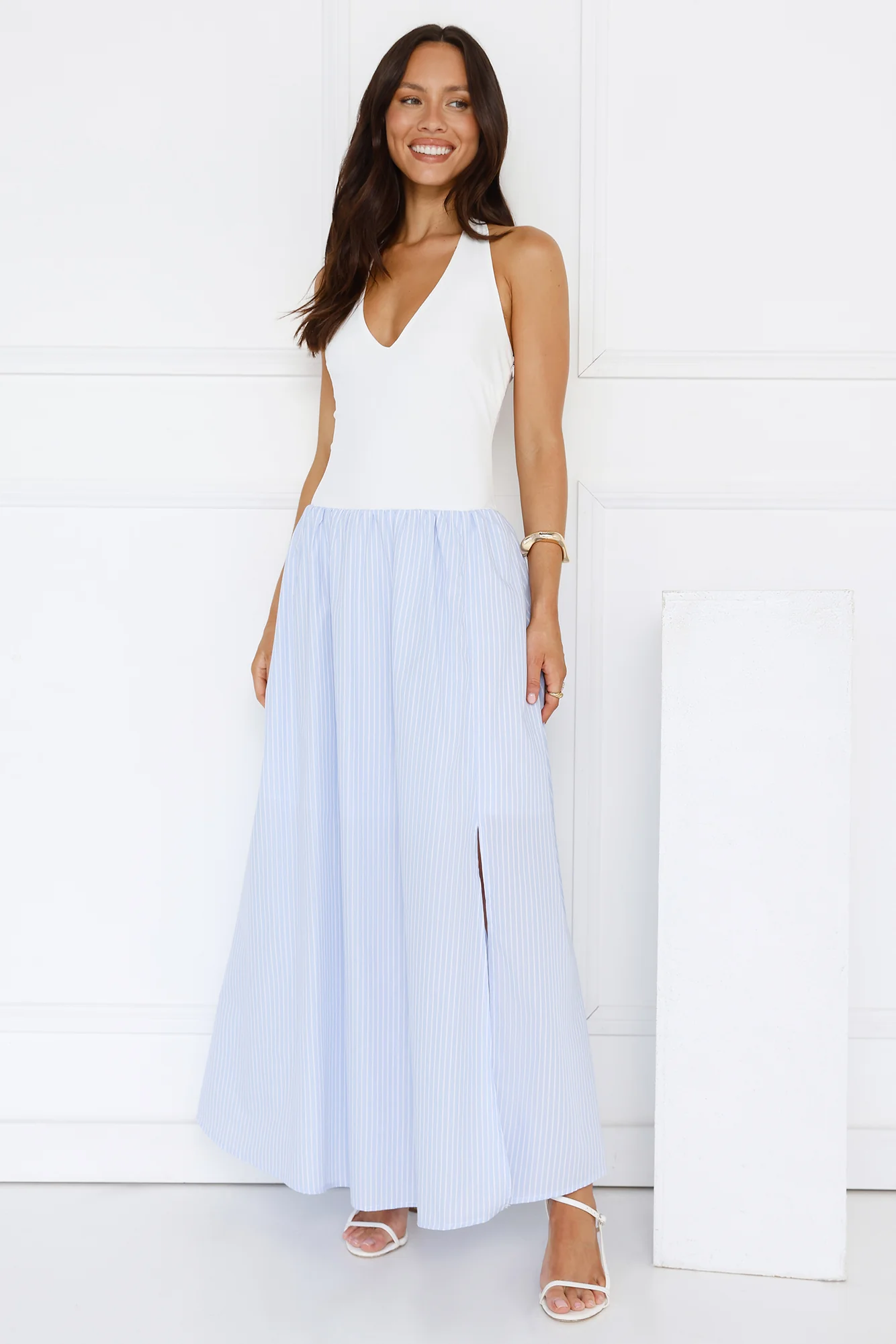 Salt In Her Hair Halter Maxi Dress Blue
