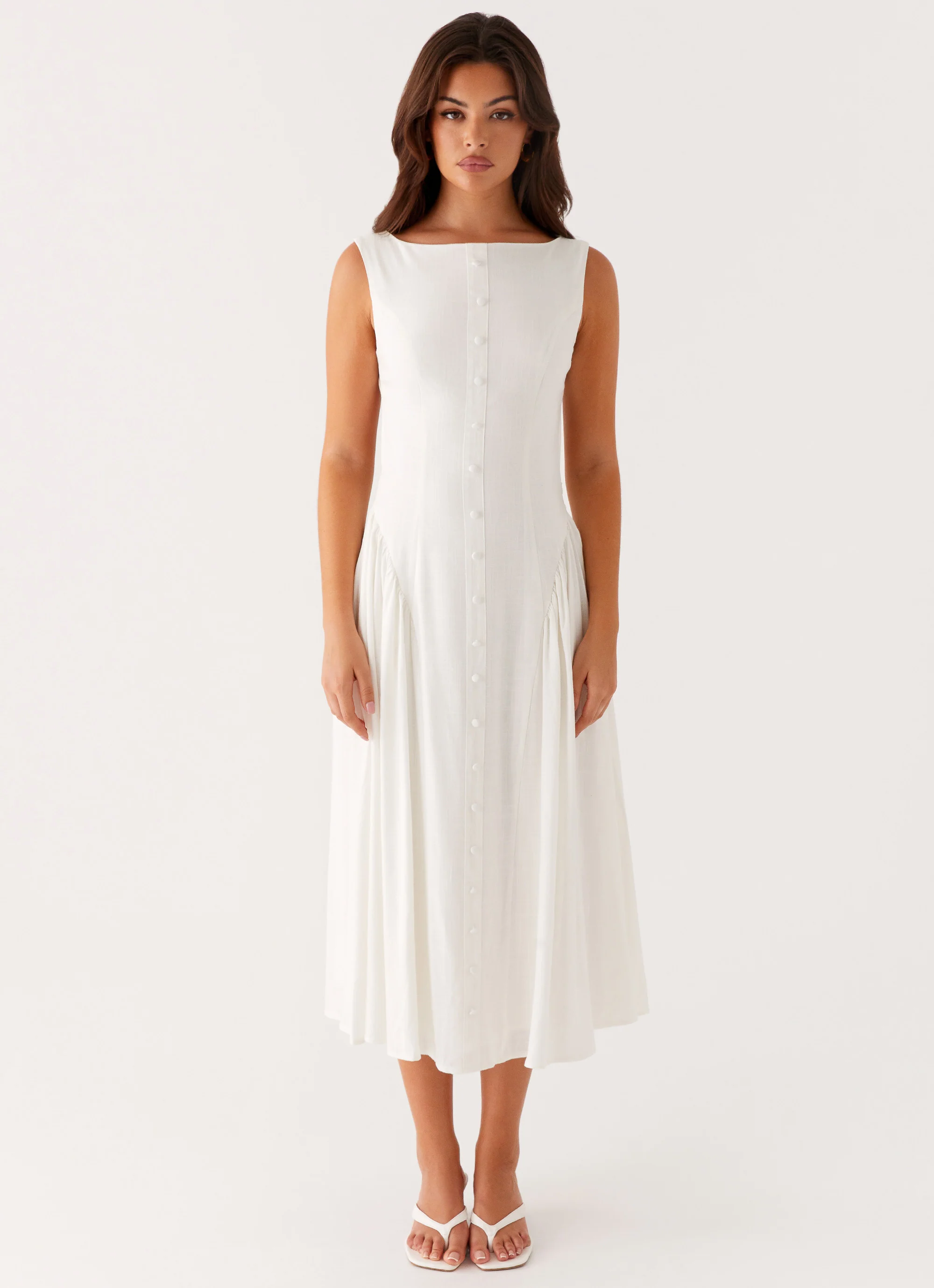 Maylah Midi Dress - White - luluinthesky