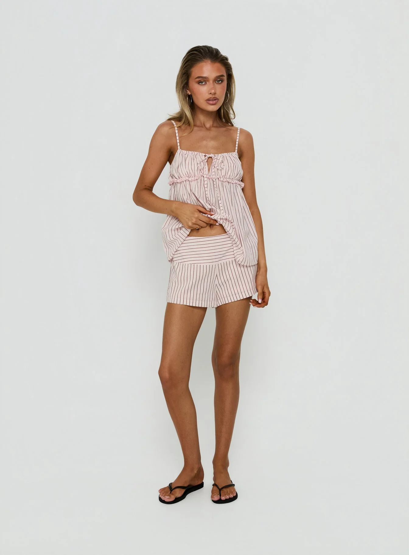 Terza Foldover Micro Shorts Pink Stripe