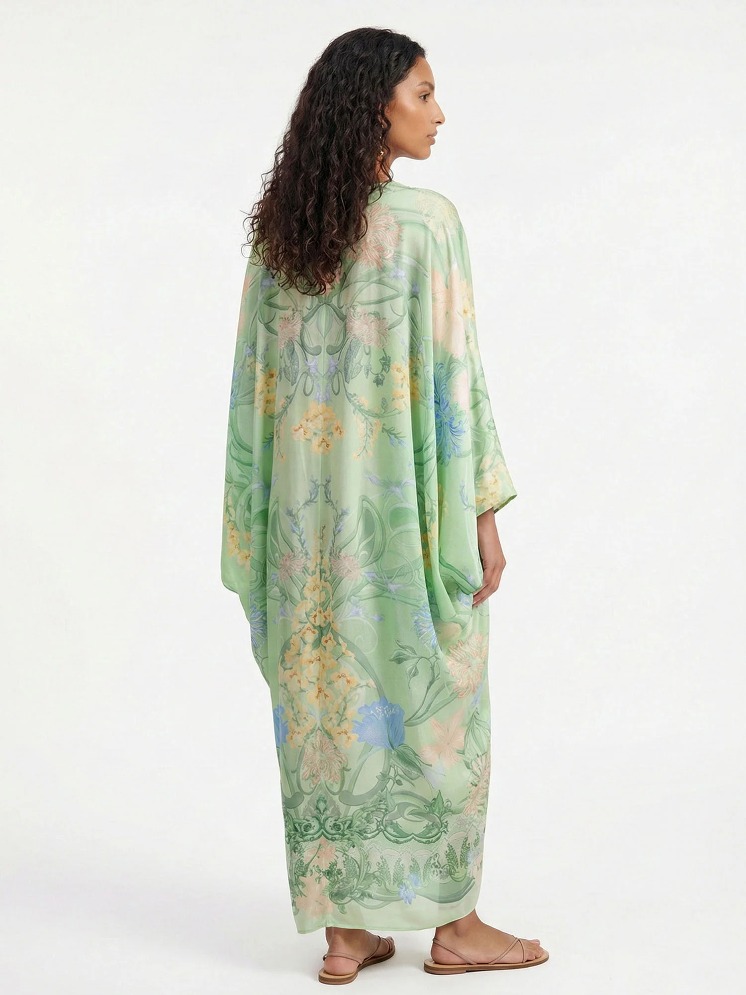 Green Floral Plunge Maxi Dress