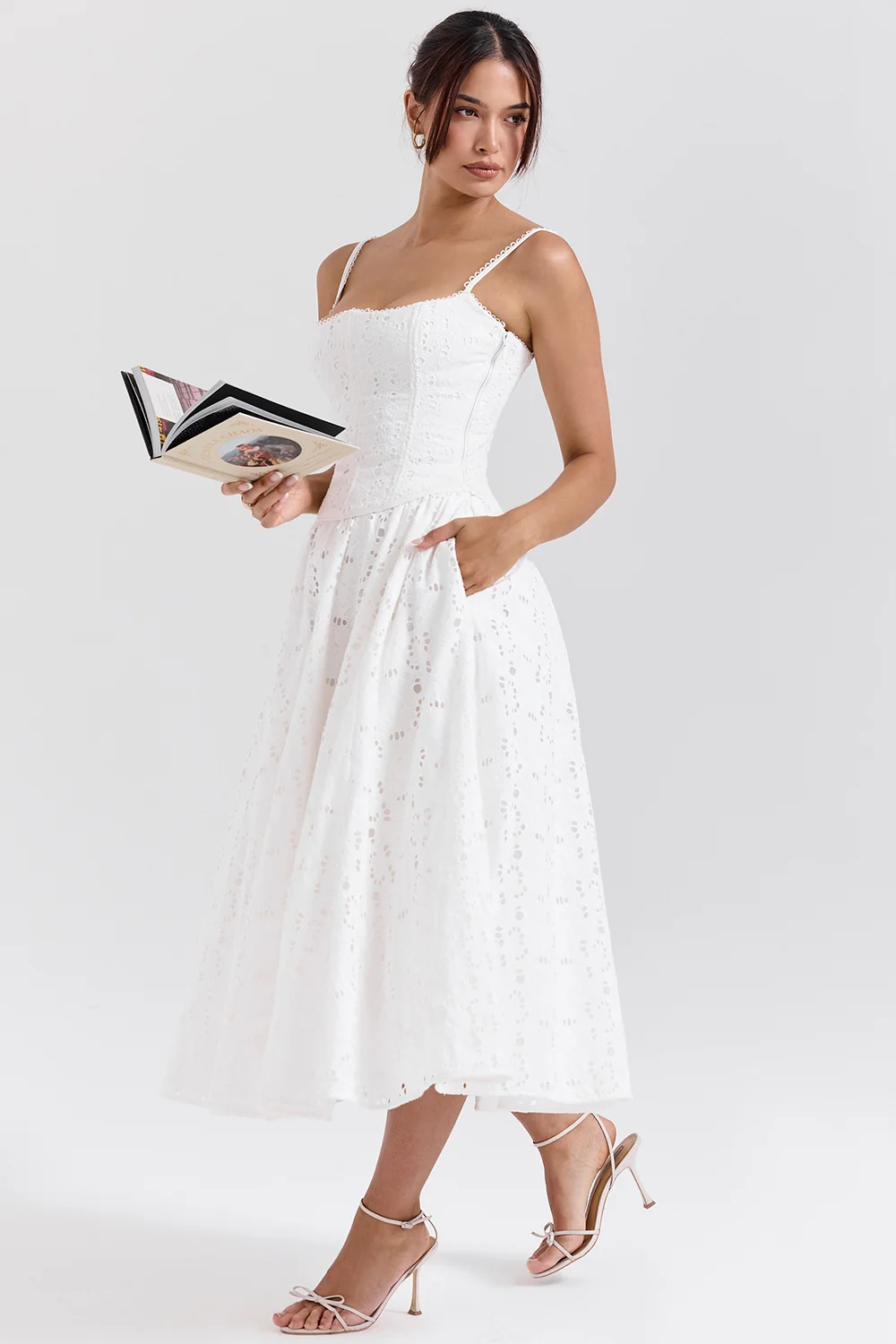 White Broderie Anglais Midi Skirt - luluinthesky