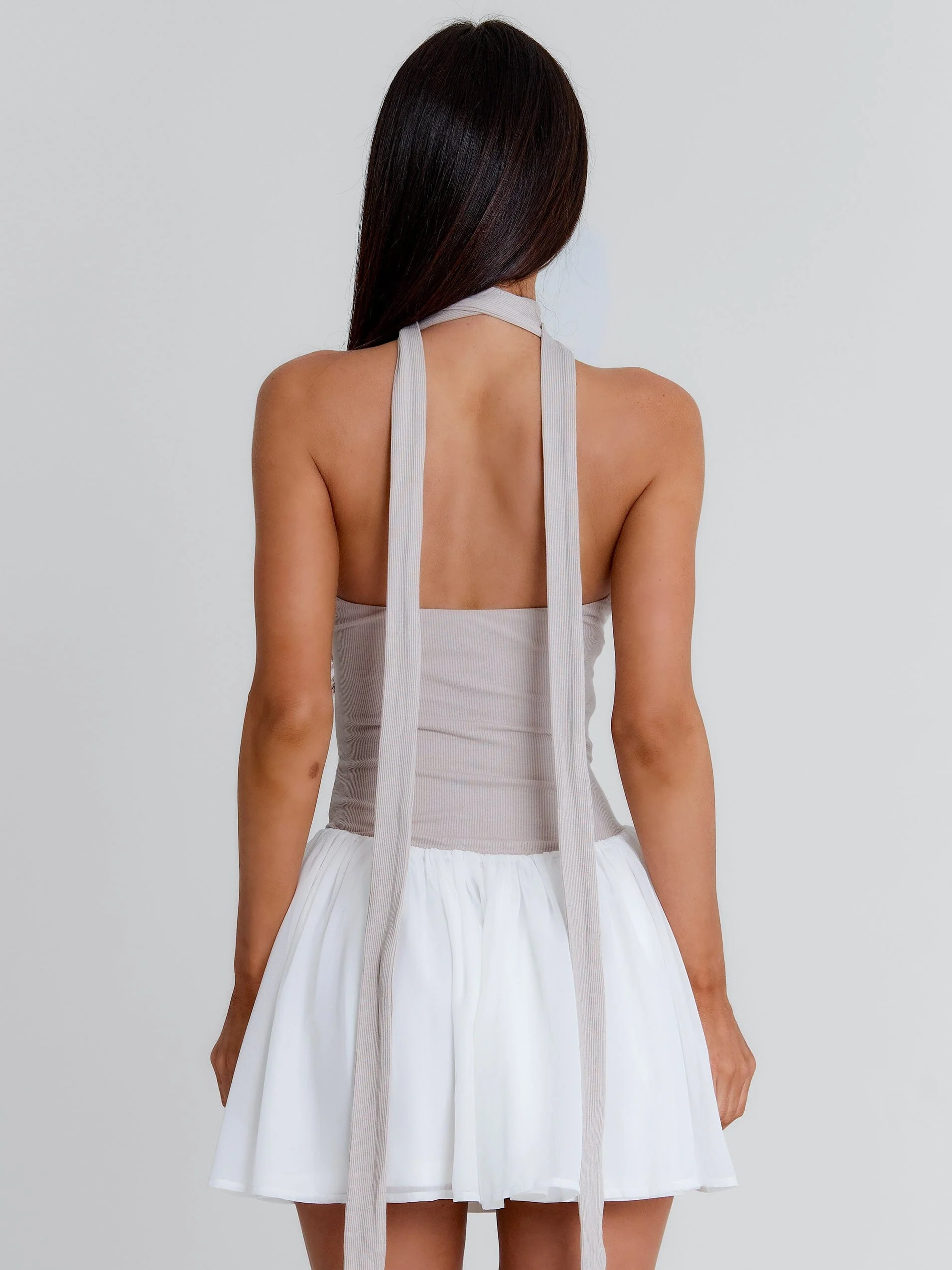Emory Mini Dress Taupe White