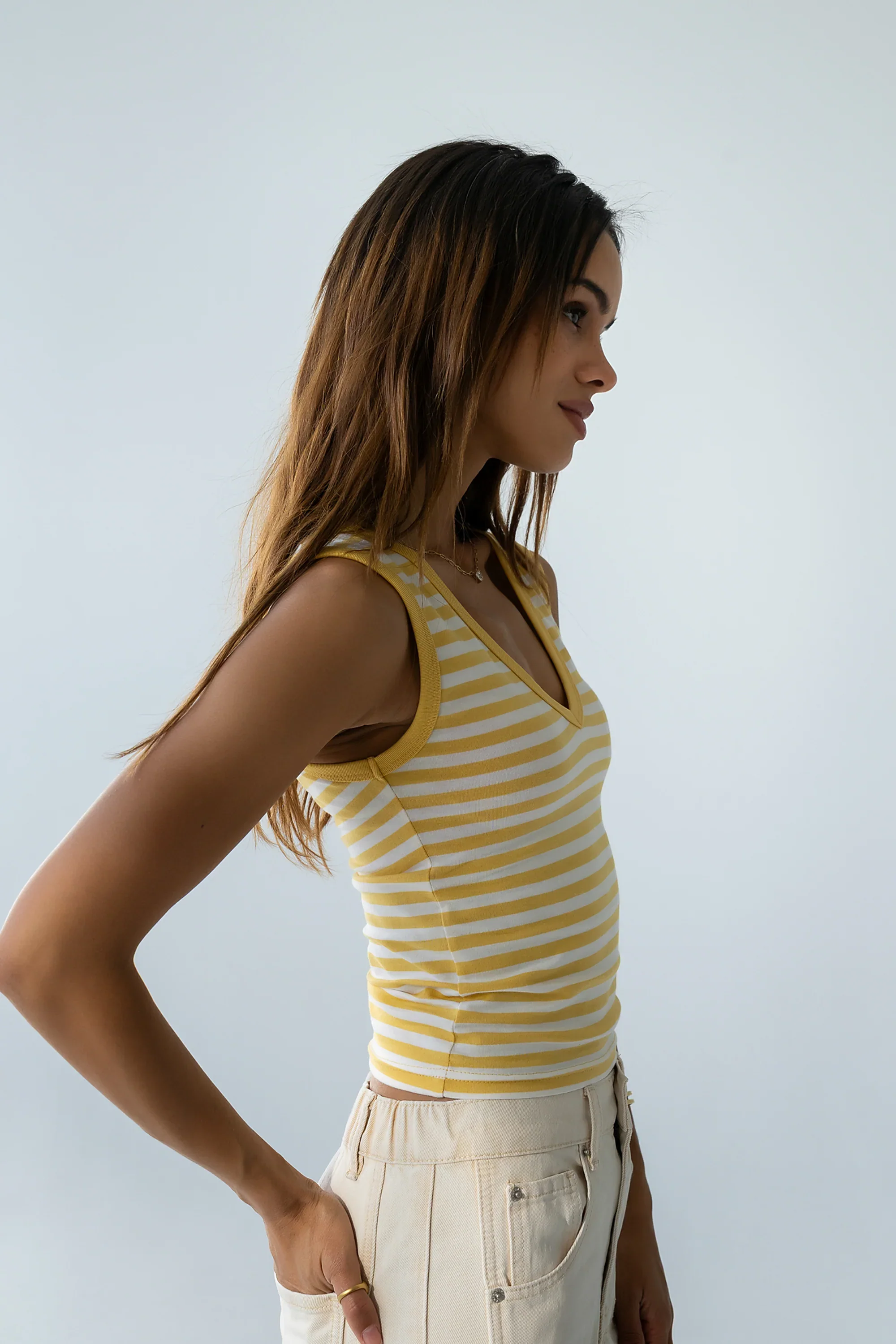 Kylen Striped Tank Top in Yellow