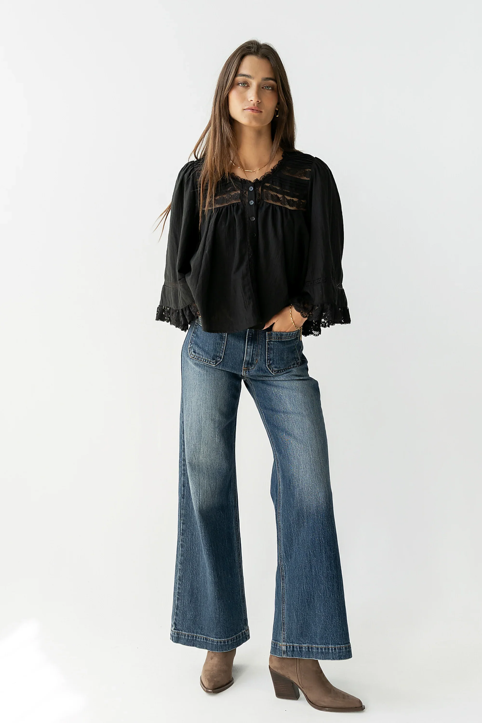 Kylee Lace Blouse in Black