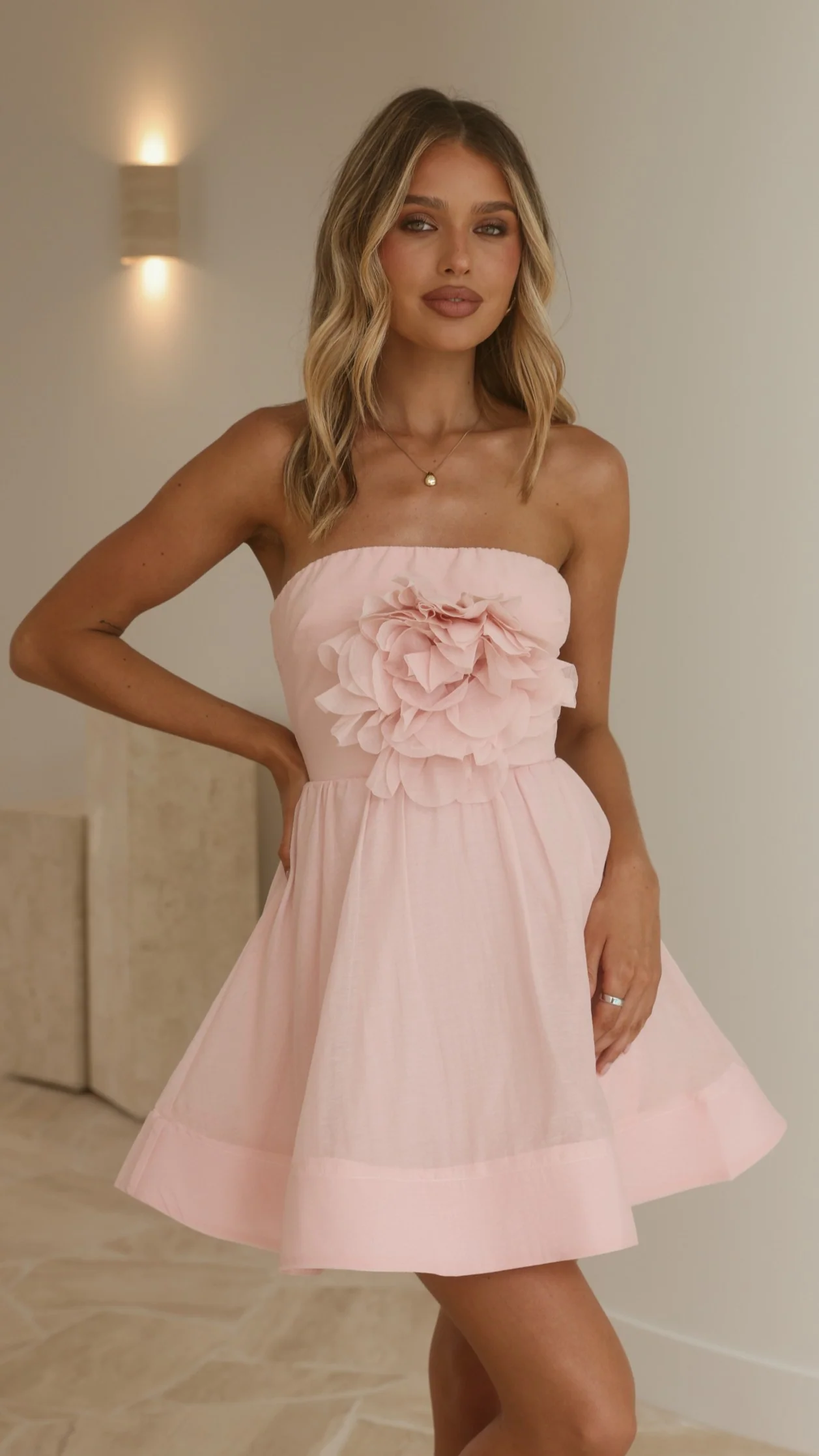 Elisa Strapless Mini Dress - Blush