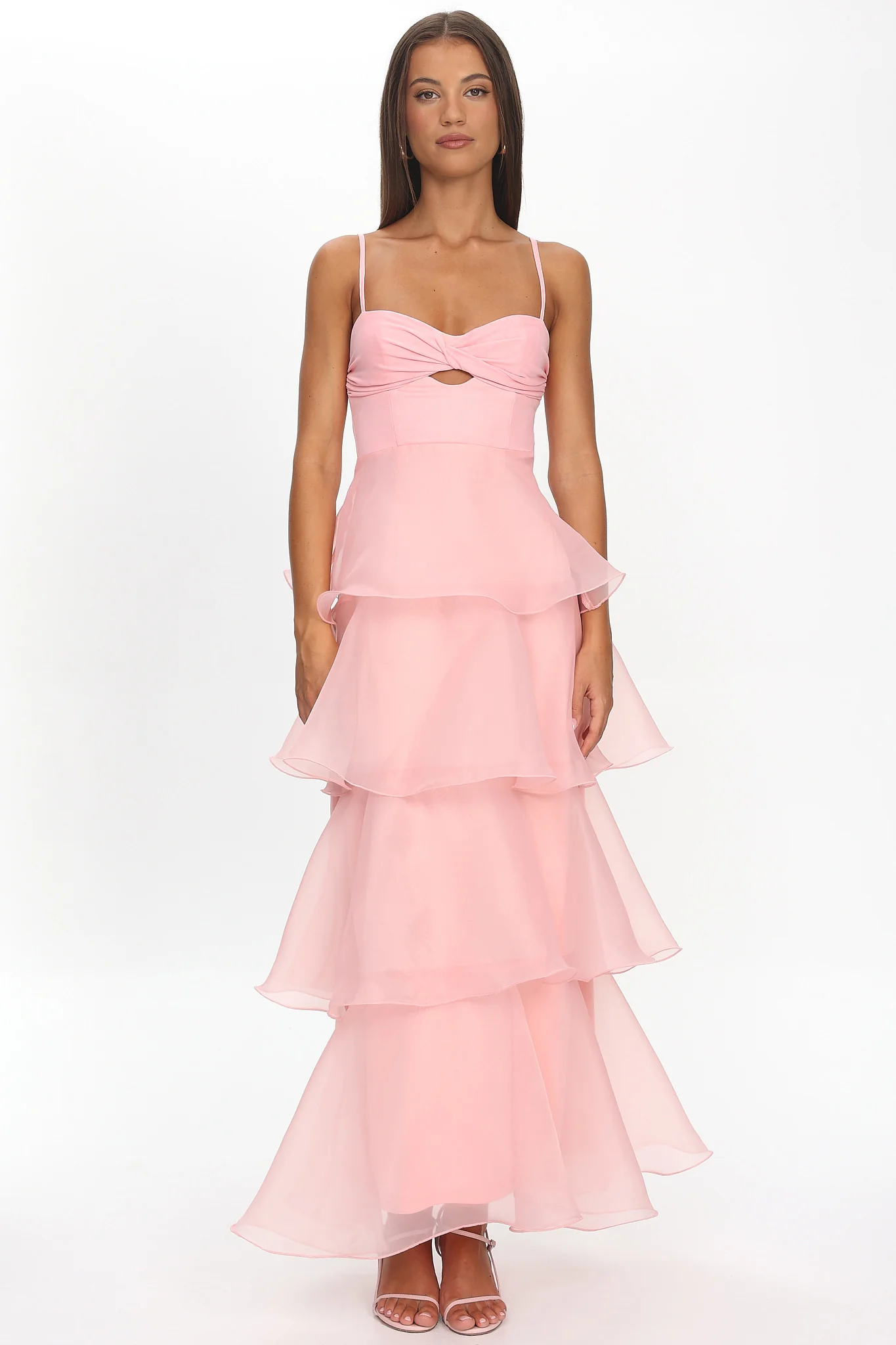 Margarida Layered Sweetheart Neckline Maxi Dress Pink