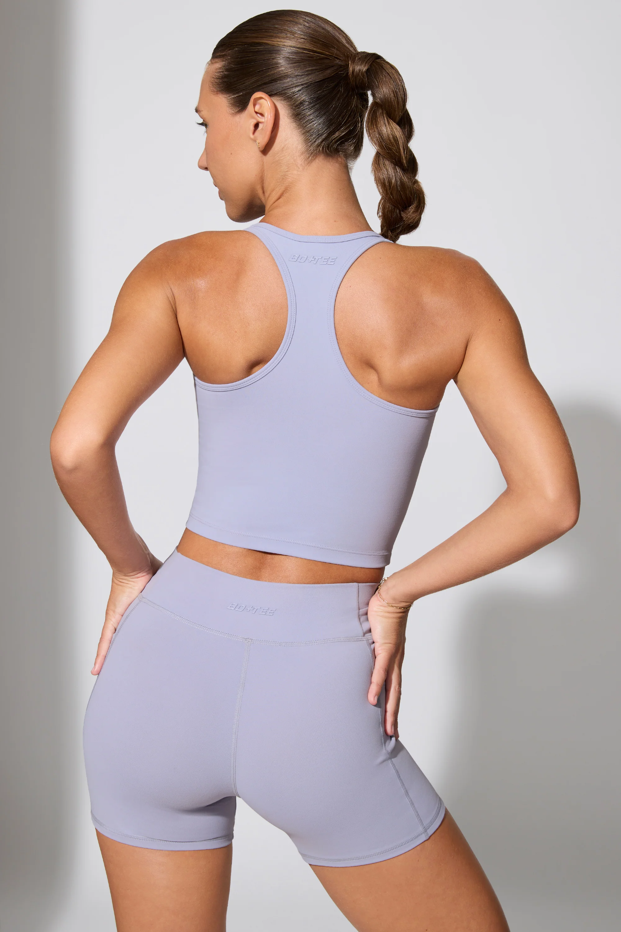 Twist Waist Mini Shorts with Pockets in Periwinkle