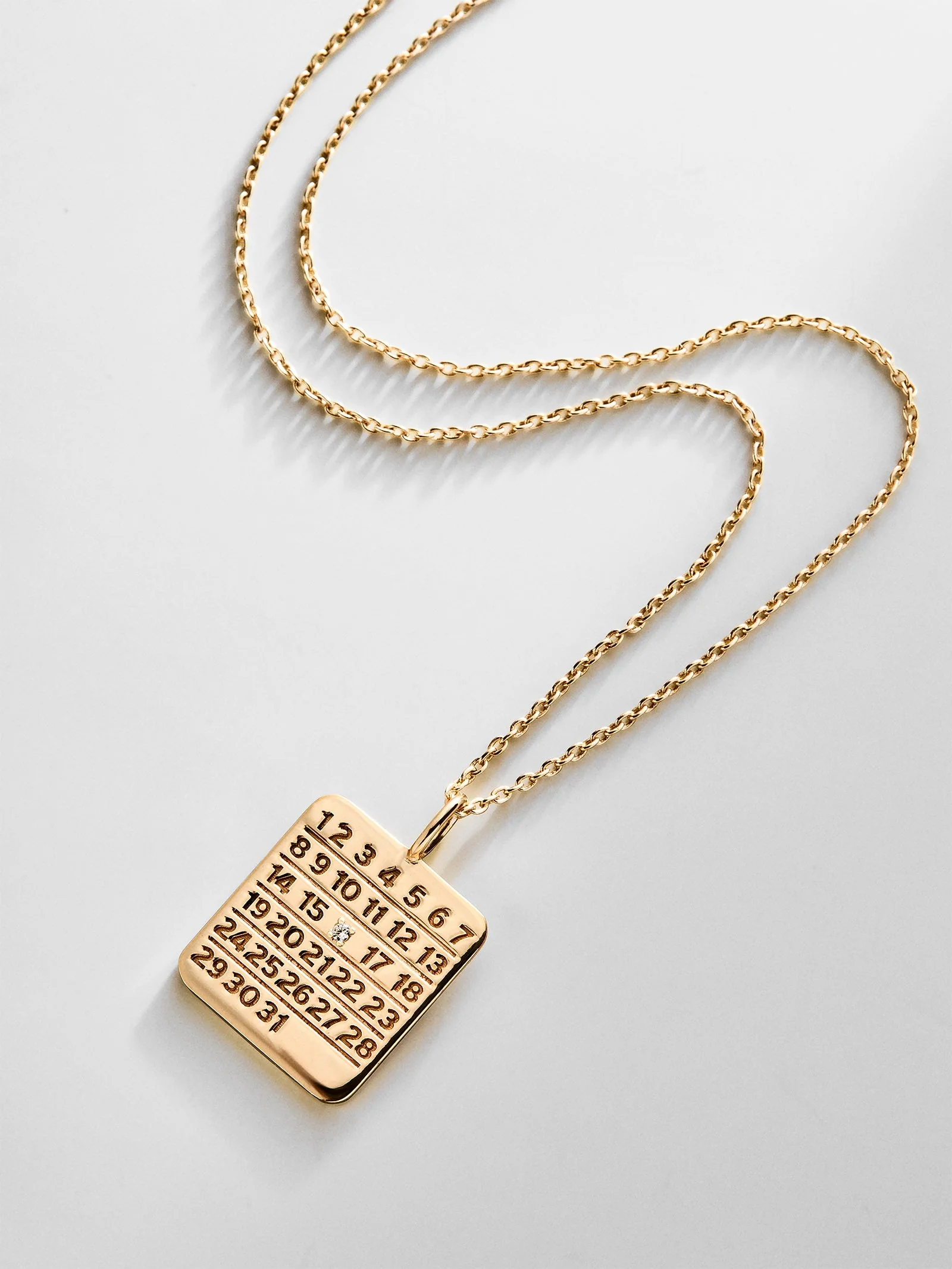 Save the Date Custom Calendar Pendant Necklace - Gold/Pavé