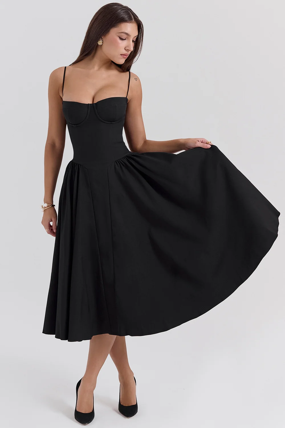 Black Corset Midi Dress