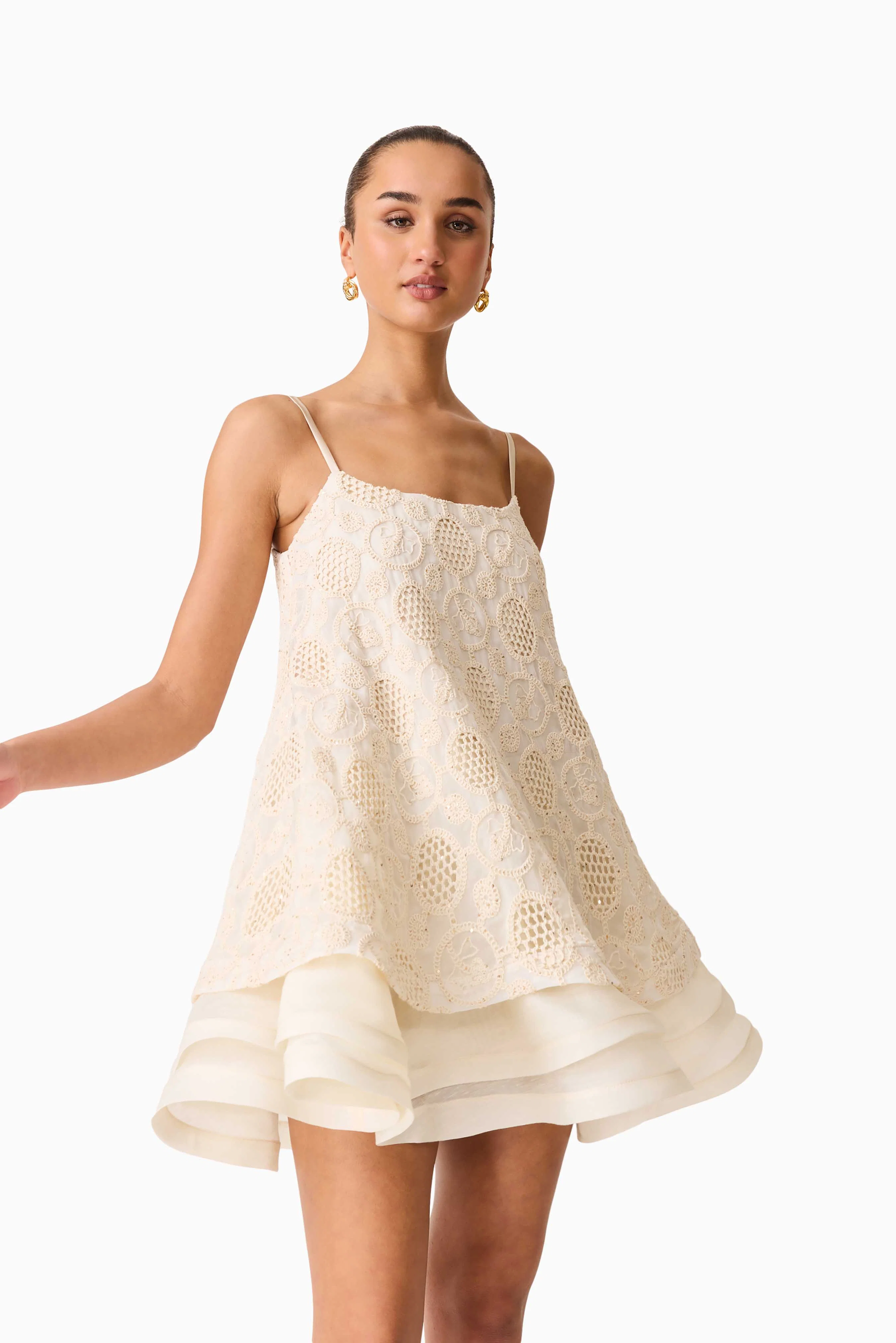 Vessia Shift Mini Dress in Cream