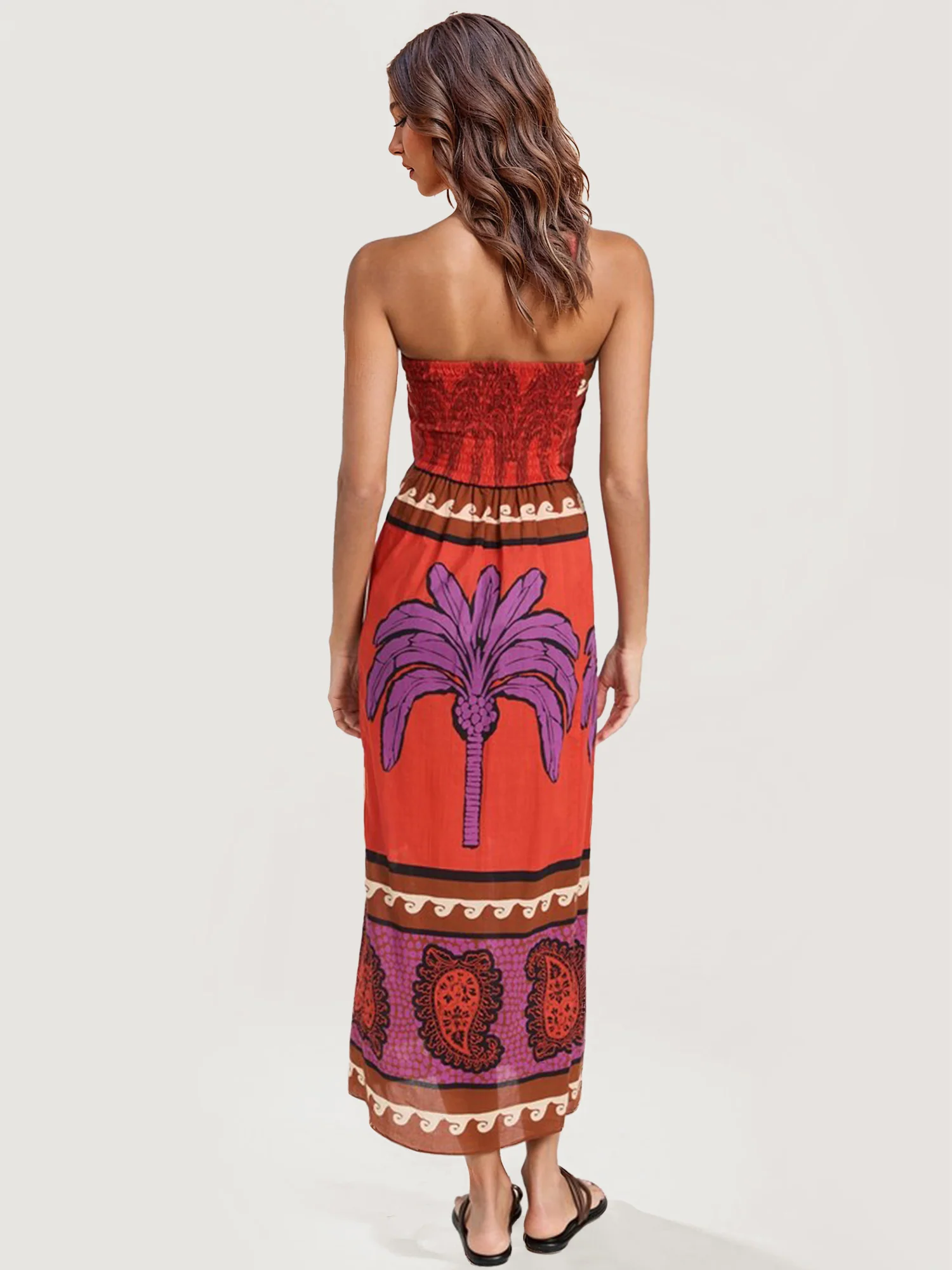 Strapless Bohemian Midi Dress