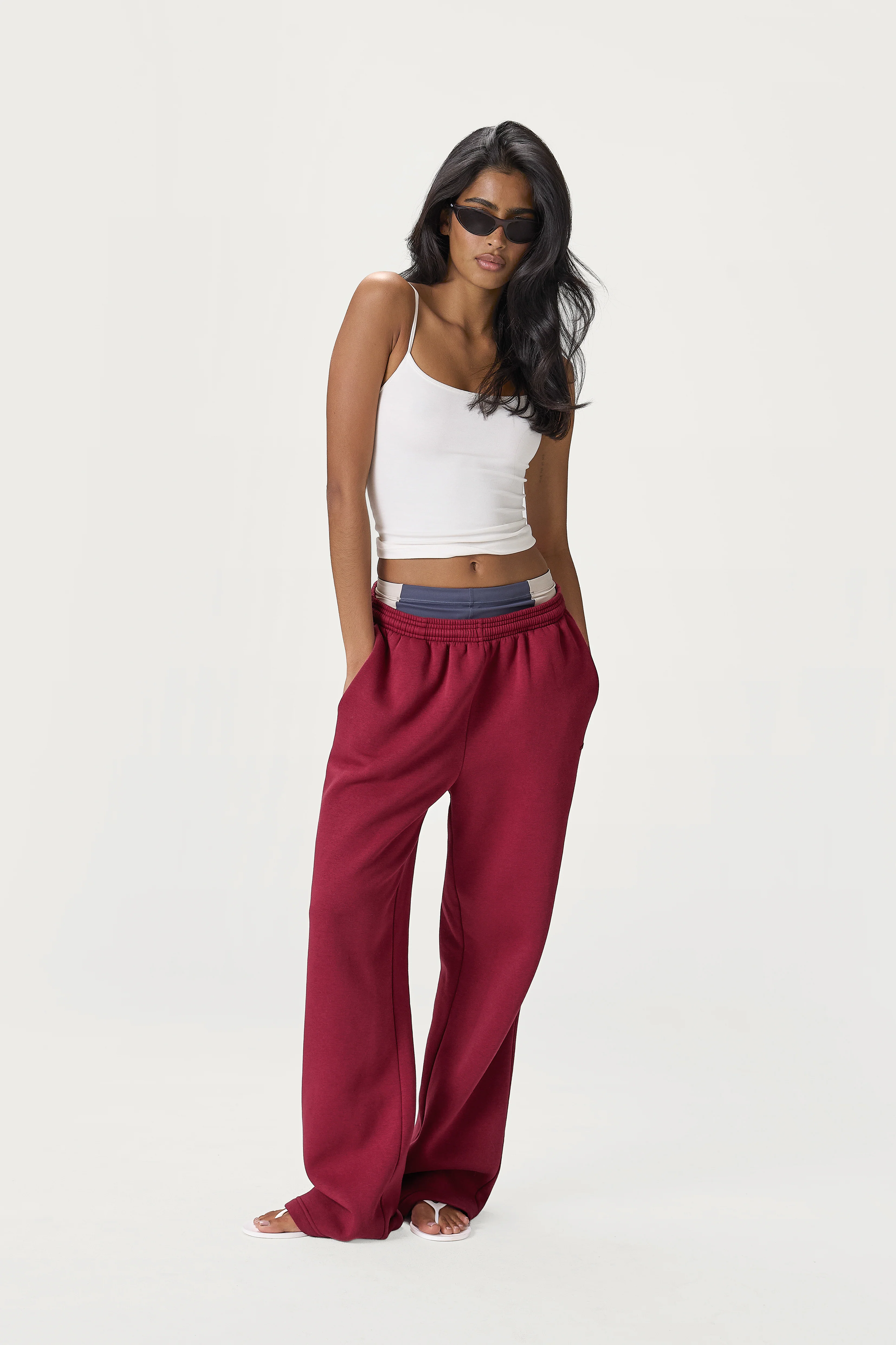 Seekers Classic Wide Leg Sweatpants in Burgundy