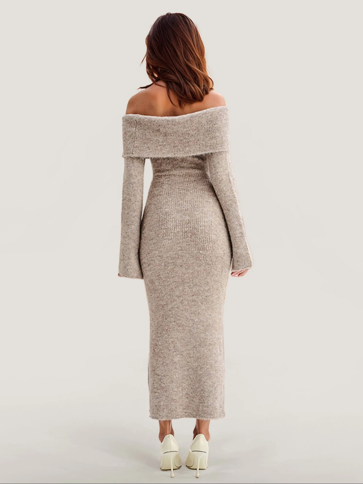 Chic Off-Shoulder Knit Midi Dress