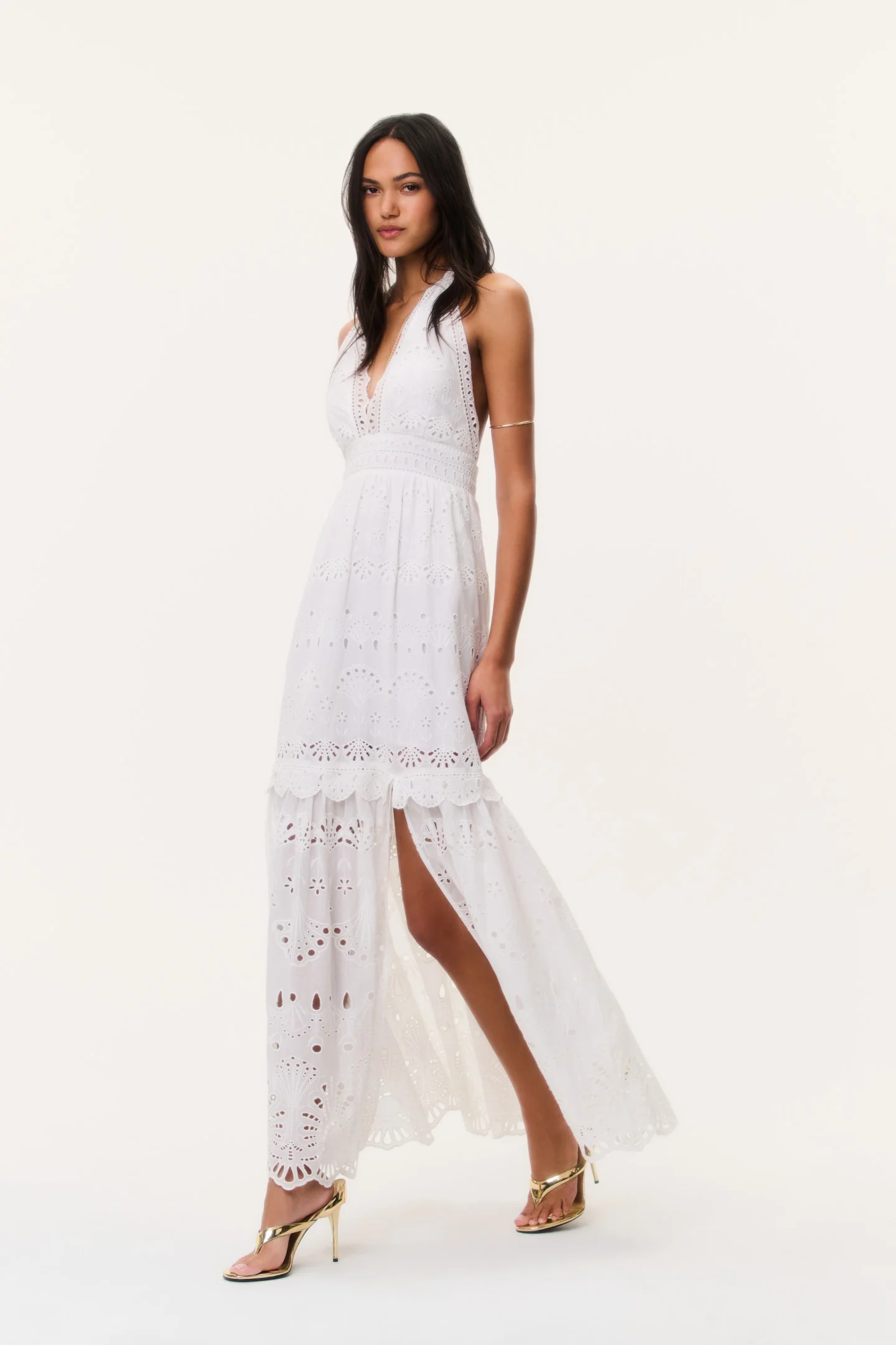 Trix Eyelet Halter Maxi Dress