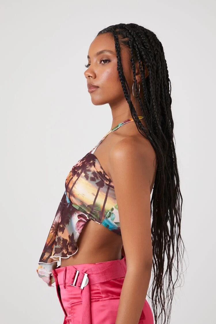 Tropical Mesh Halter Top
