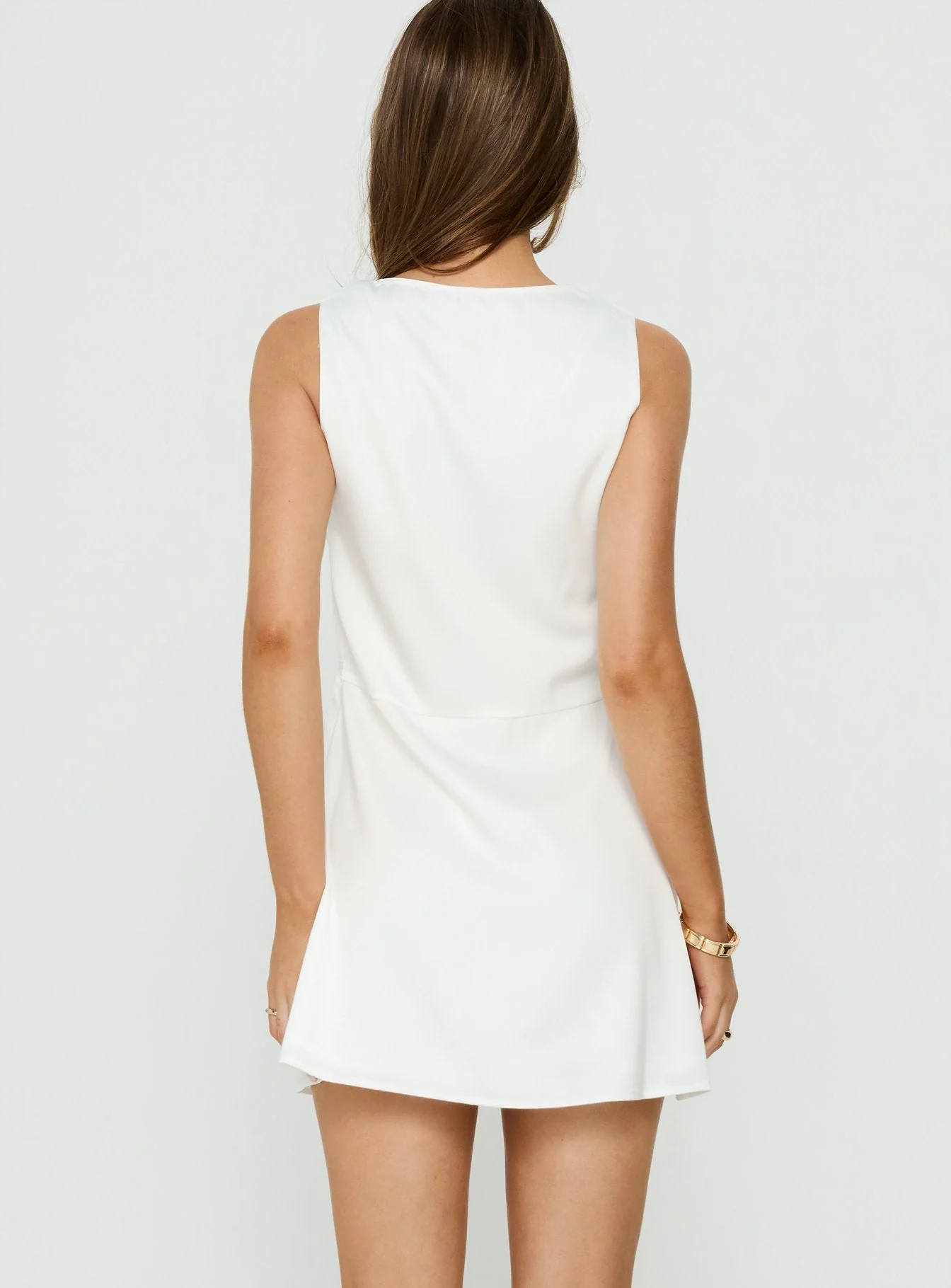 Holii Plunge Neck Embellished Mini Dress White