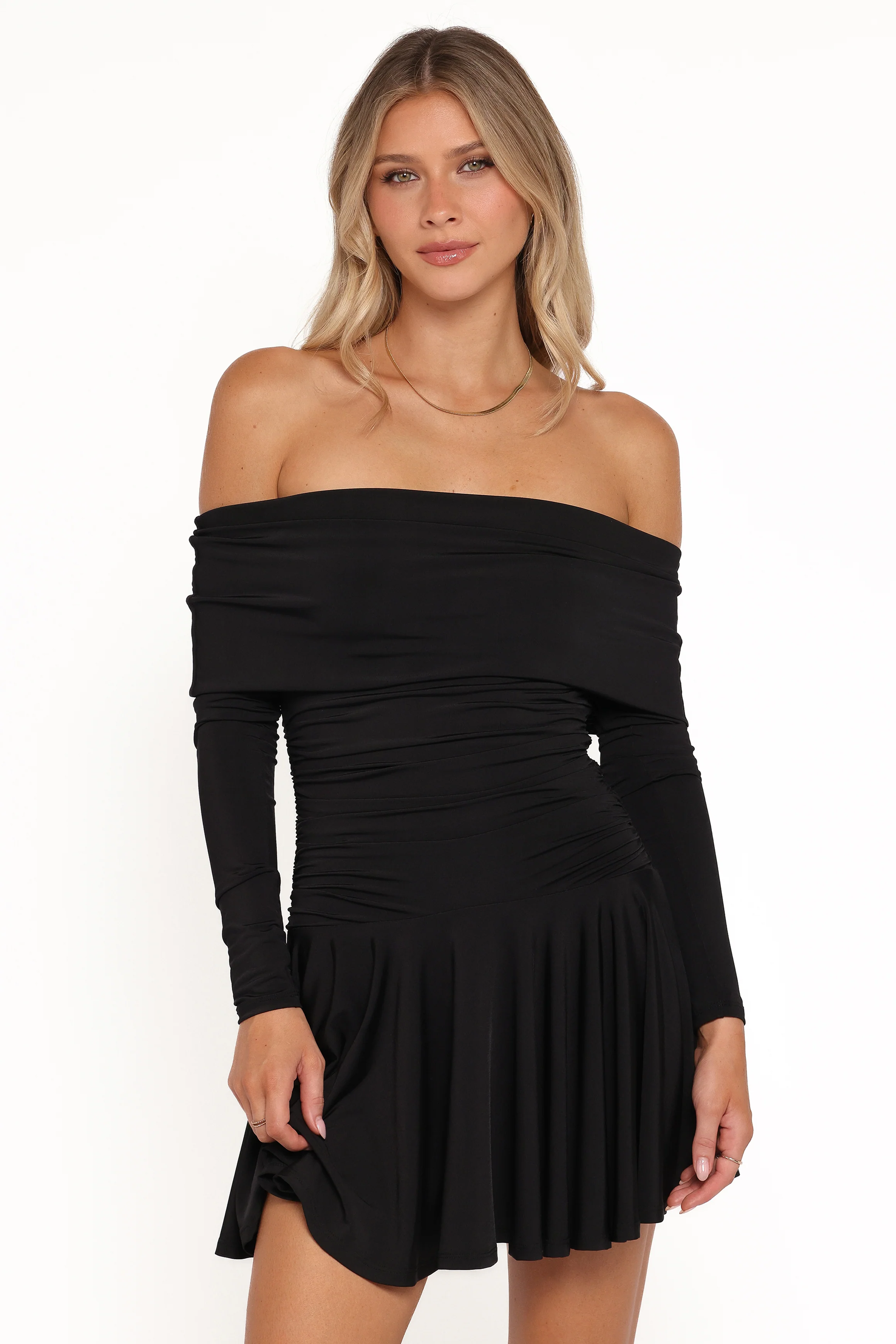 Messina Off Shoulder Mini Dress - Black