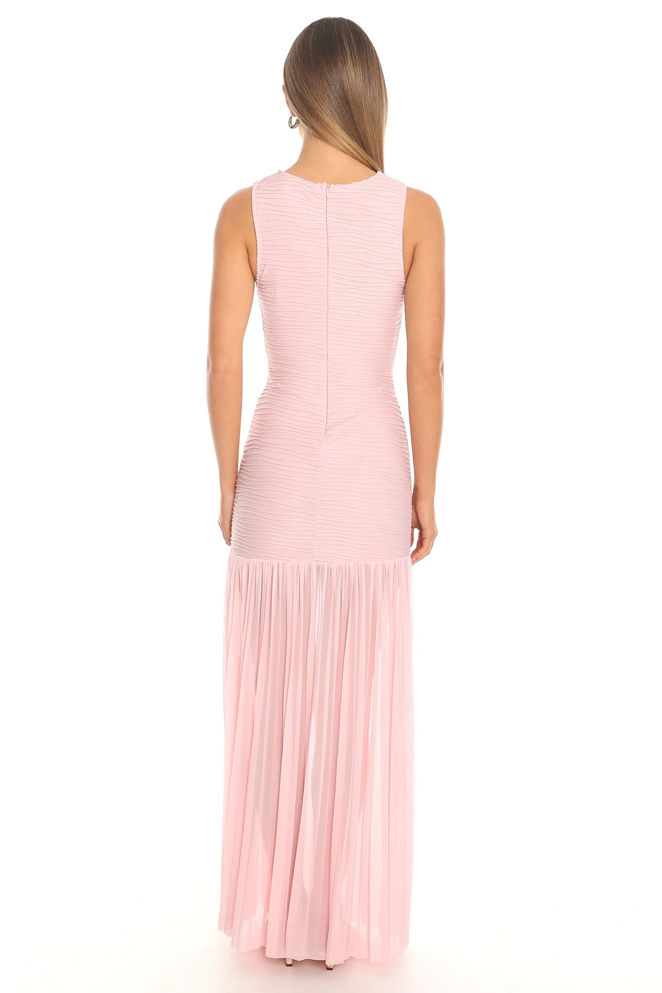 Blushing Muse Pleated Maxi Dress Baby Pink - FASHION NOB