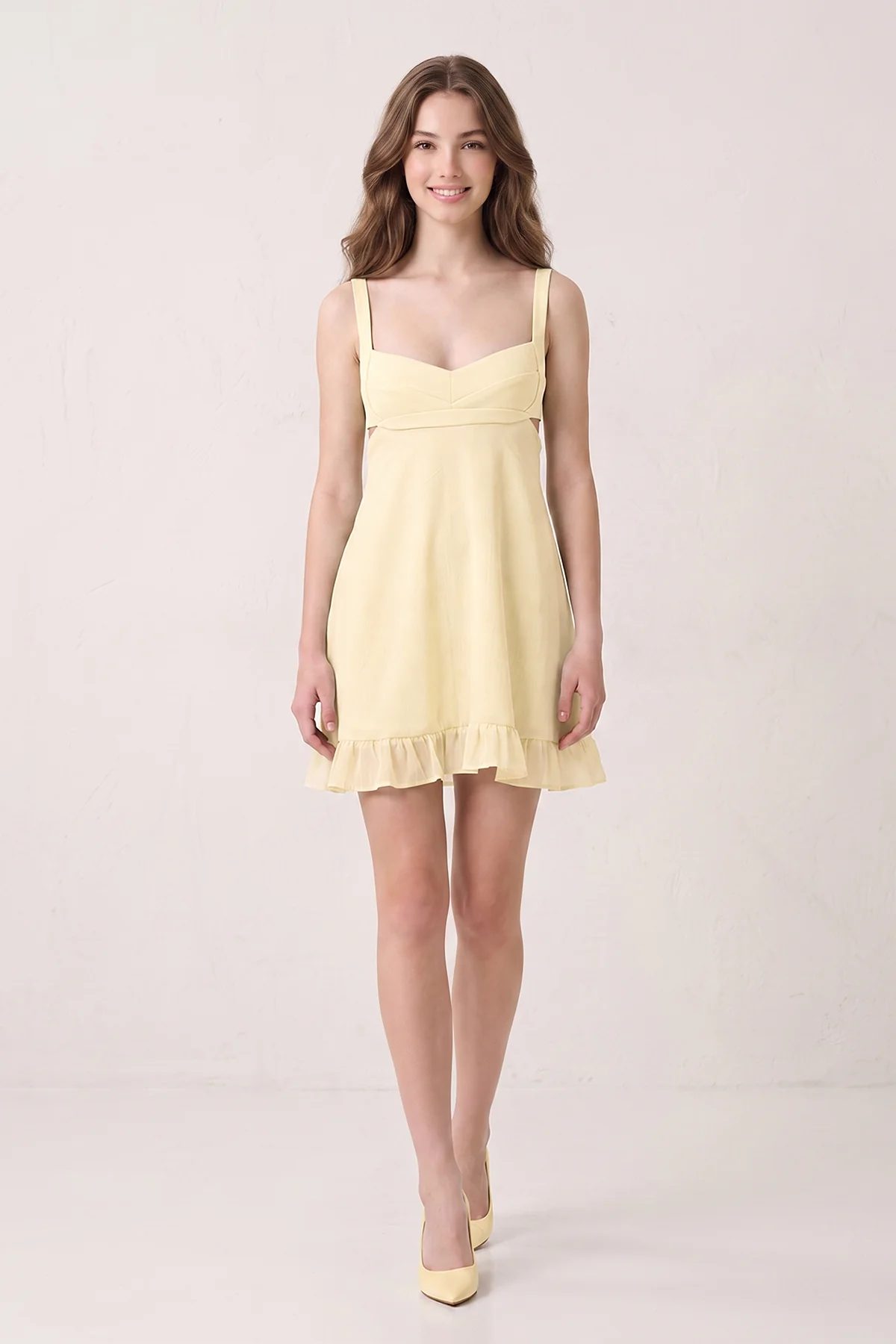 Mint Green Sweetheart Chiffon Ruffled A-Line Cut-Out Homecoming Dress