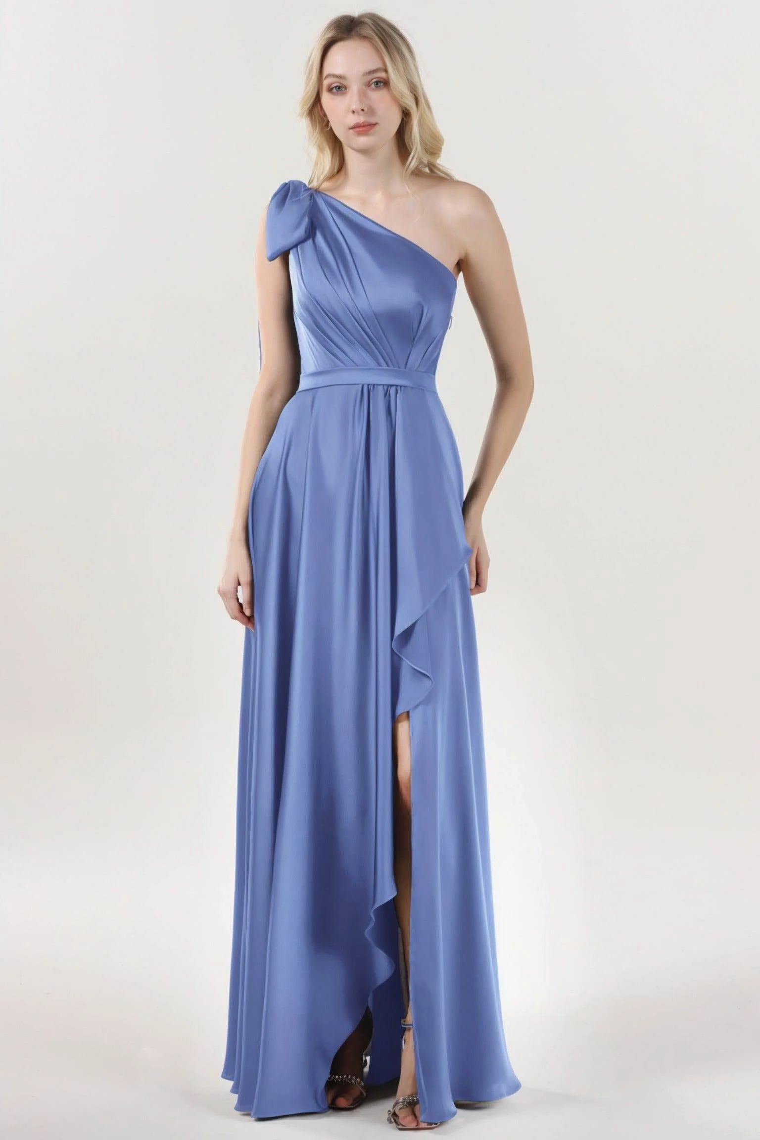 Asymmetrical Maxi Luxe Satin Bridesmaid Dress CS0603BM