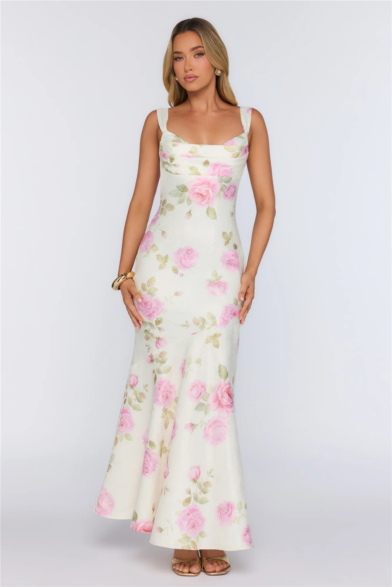 Floral Studio Satin Maxi Dress Pink
