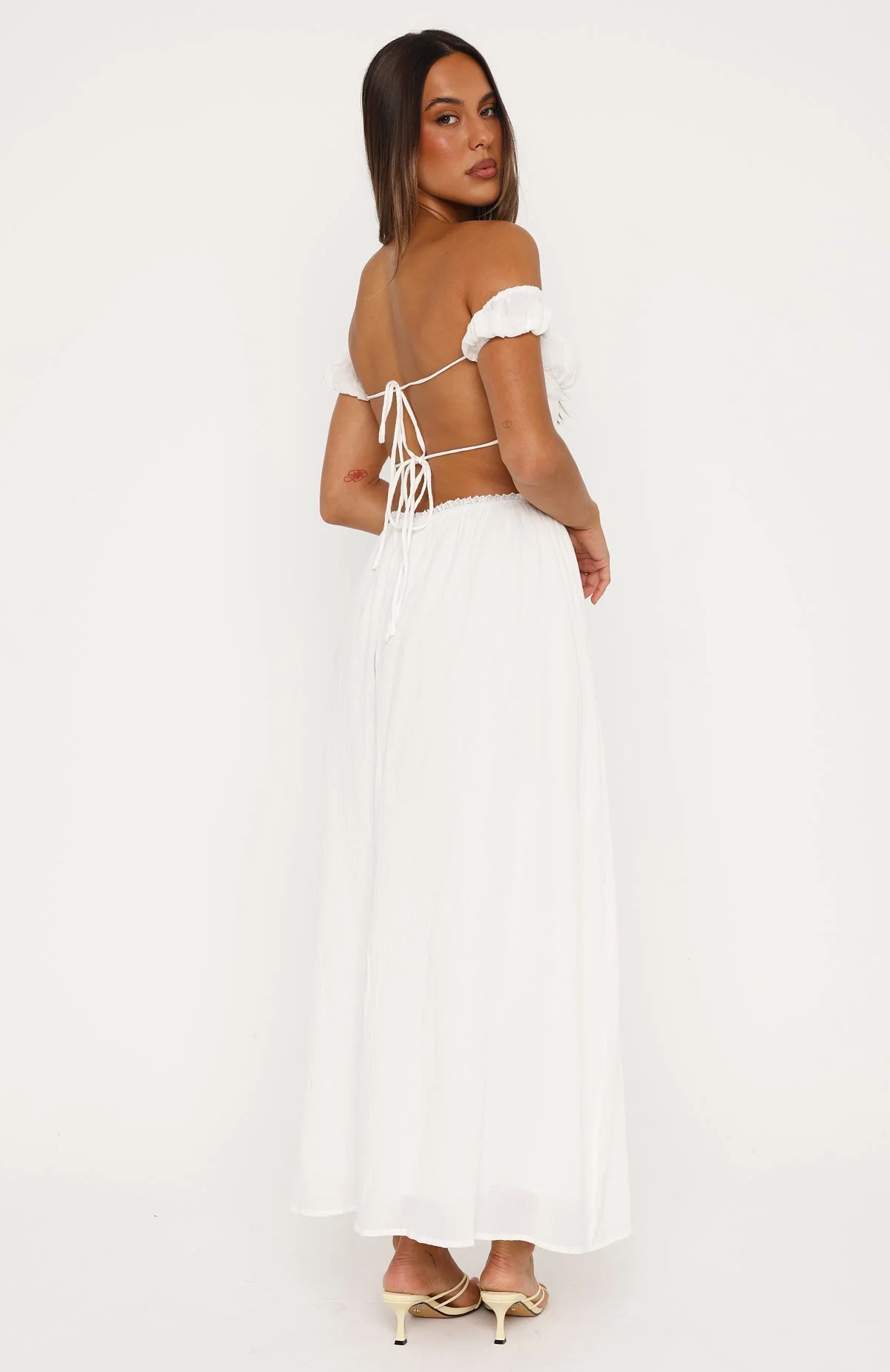High Views Off Shoulder Maxi Dress White