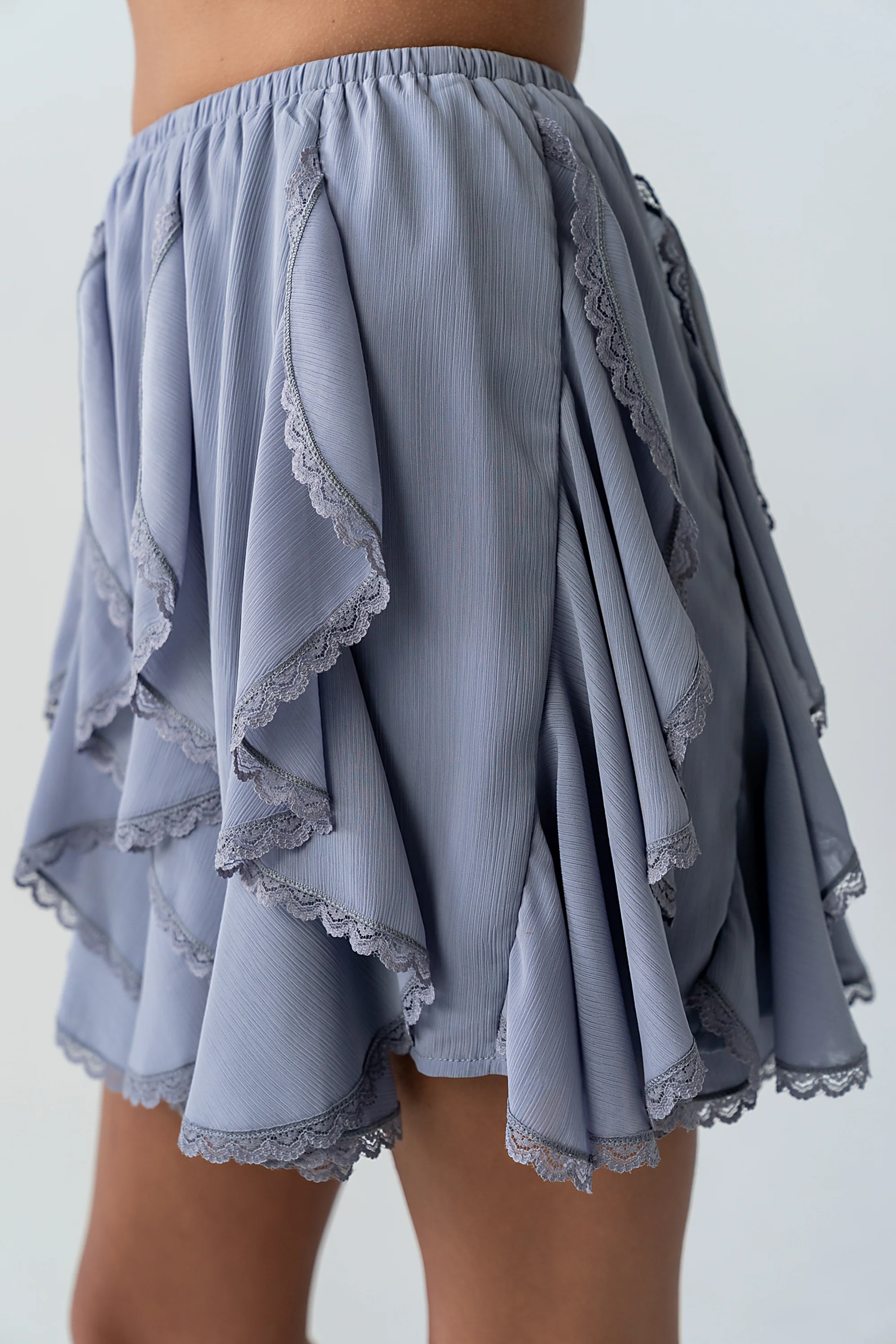 Cole Ruffle Mini Skirt in Light Blue - FINAL SALE