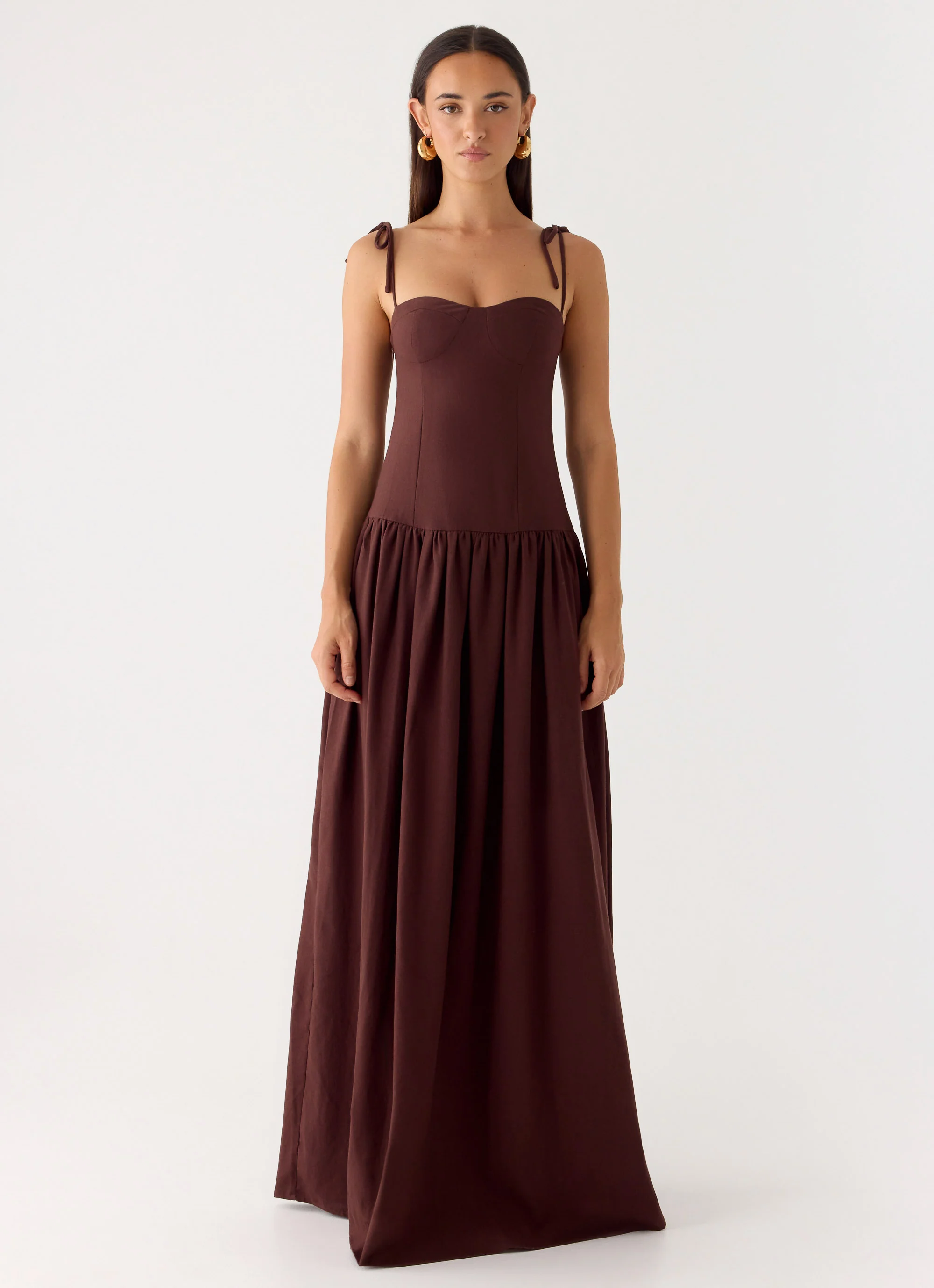 Giovanna Linen Maxi Dress - Chocolate Drizzle