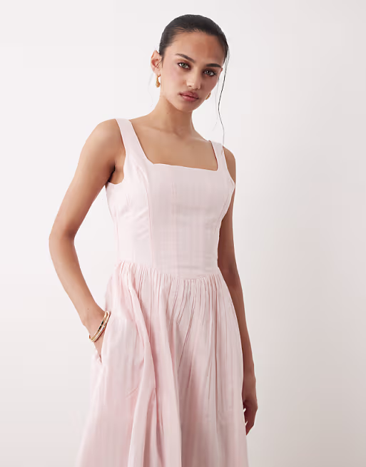 Cotton On corset style drop waist maxi dress in pink