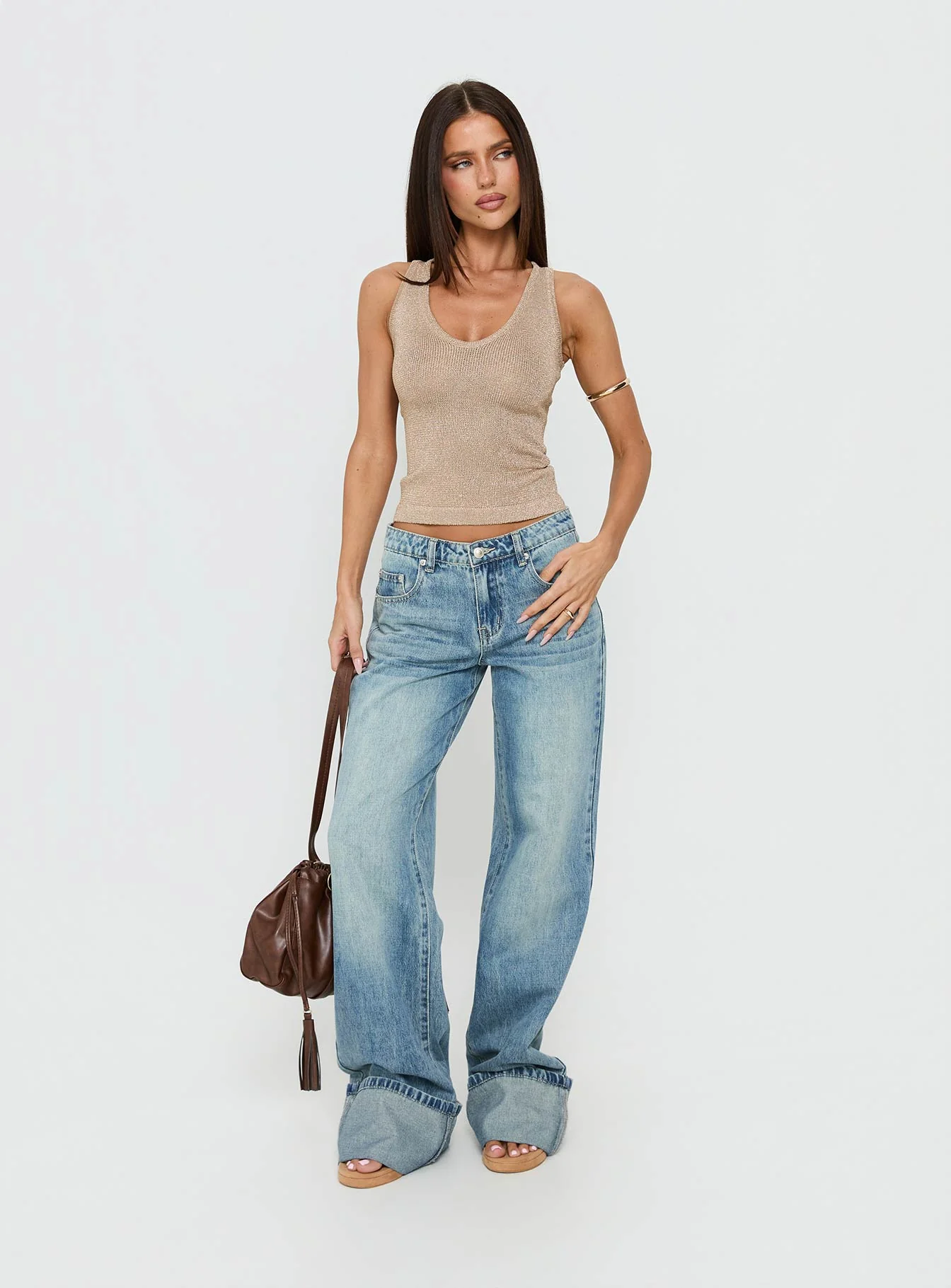 How To Live Tank Top Gold Glitter