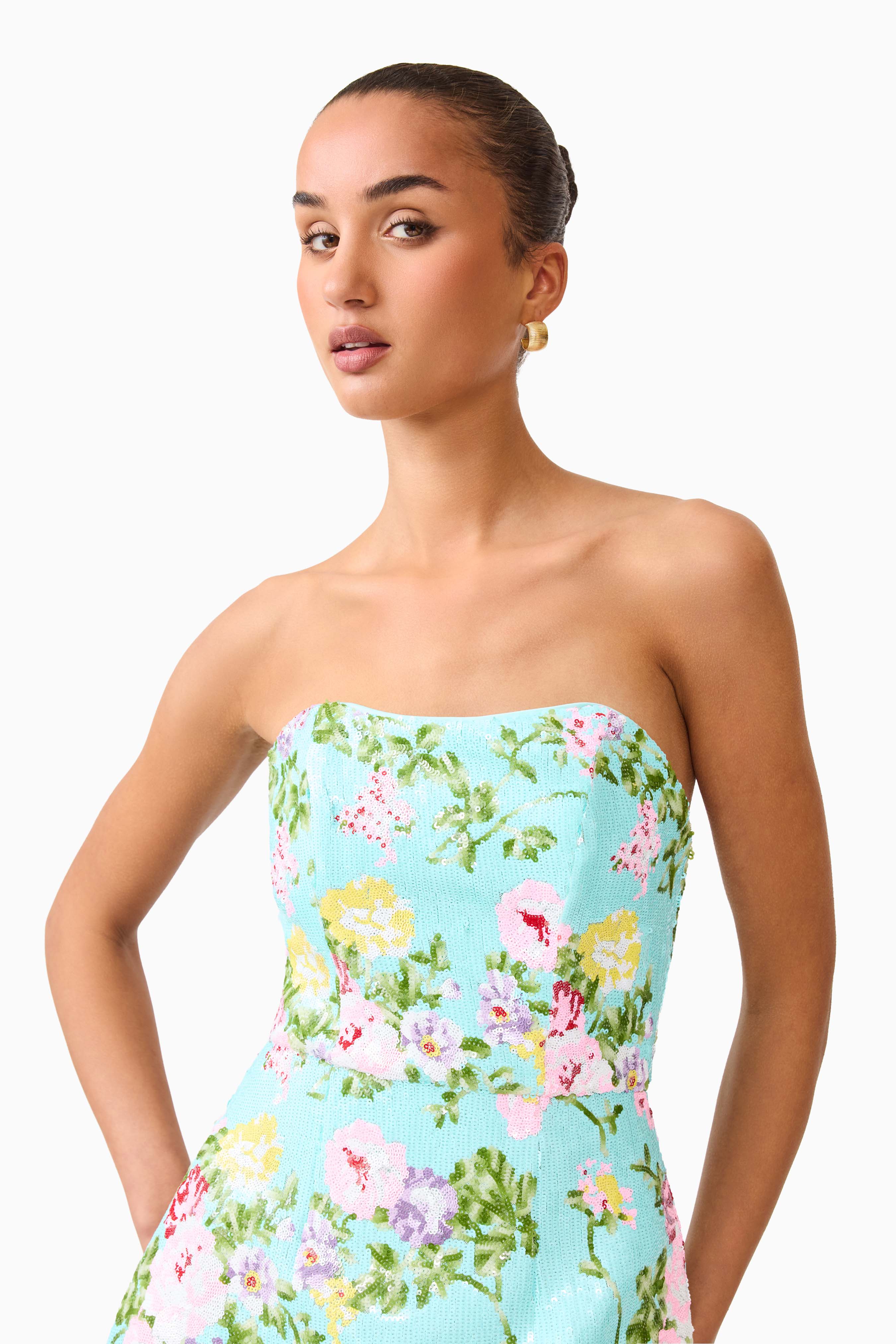 Emmeline Sequin Gown in Mint Green